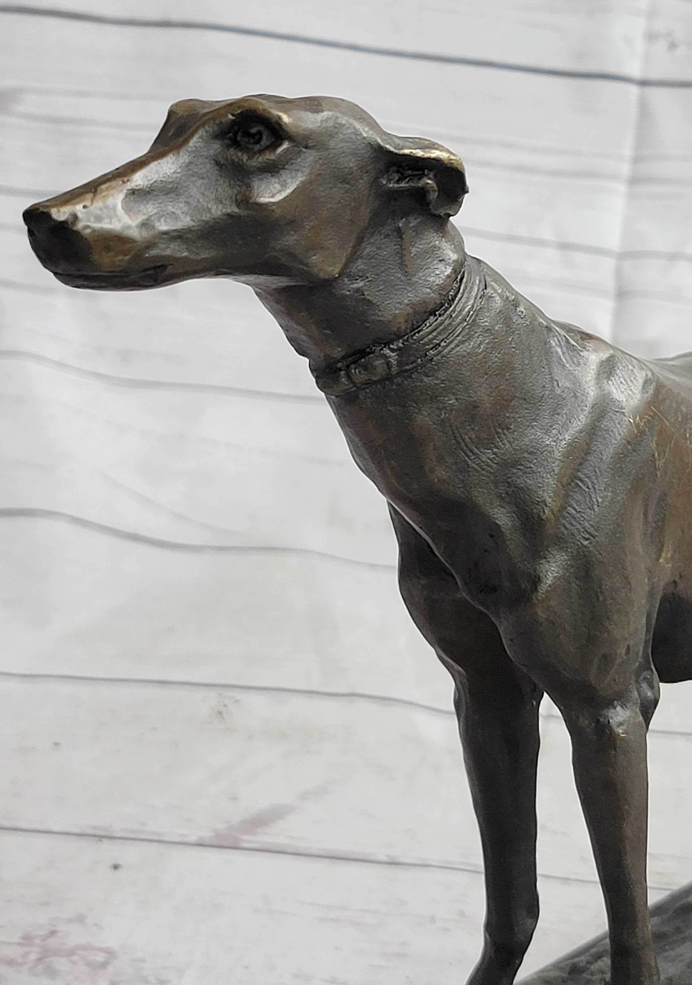 Greyhound Dog Whippet Bronze Statue Sculpture Figure Marble Base by Fremiet 13" x 10"