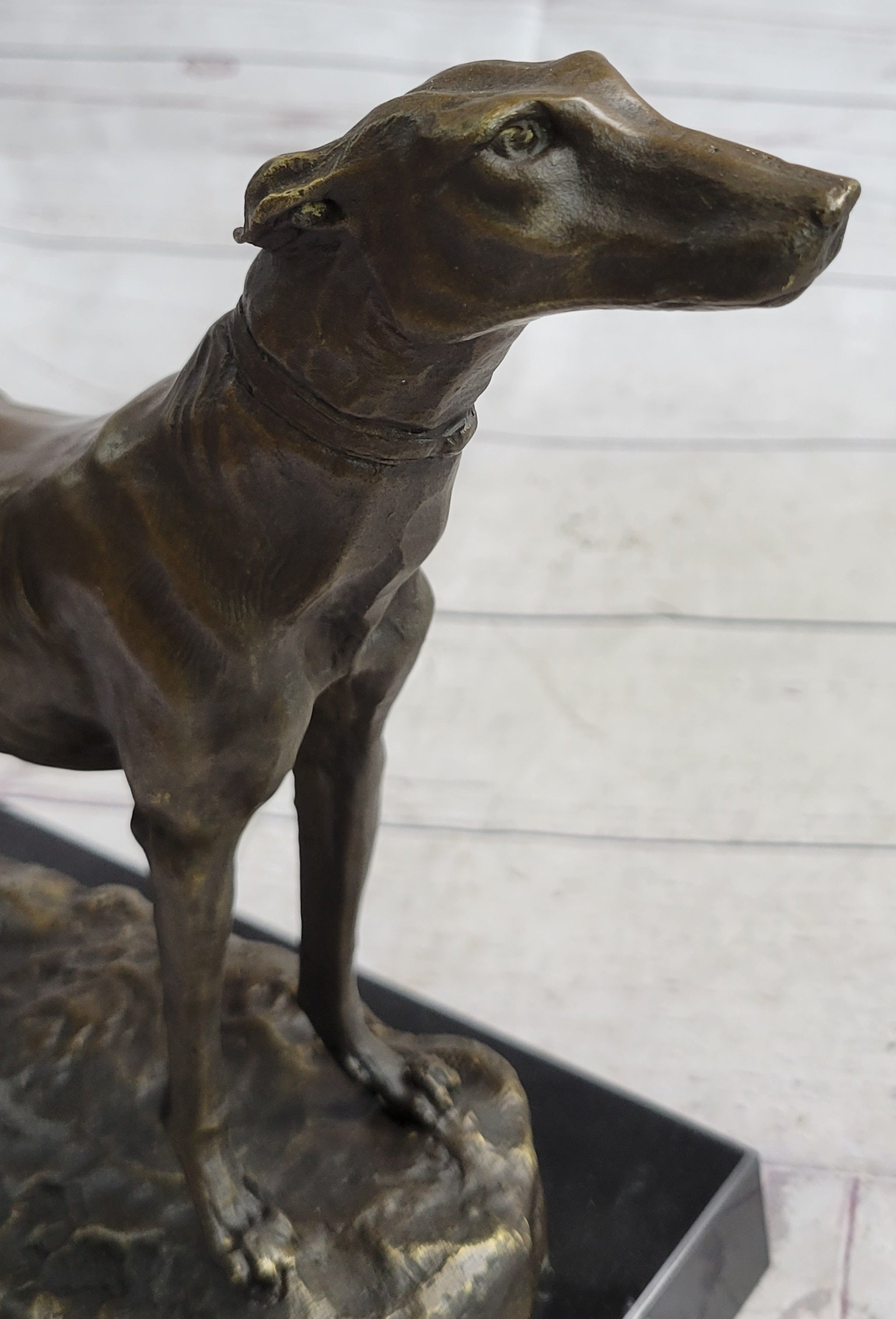 Greyhound Dog Whippet Bronze Statue Sculpture Figure Marble Base by Fremiet 13" x 10"