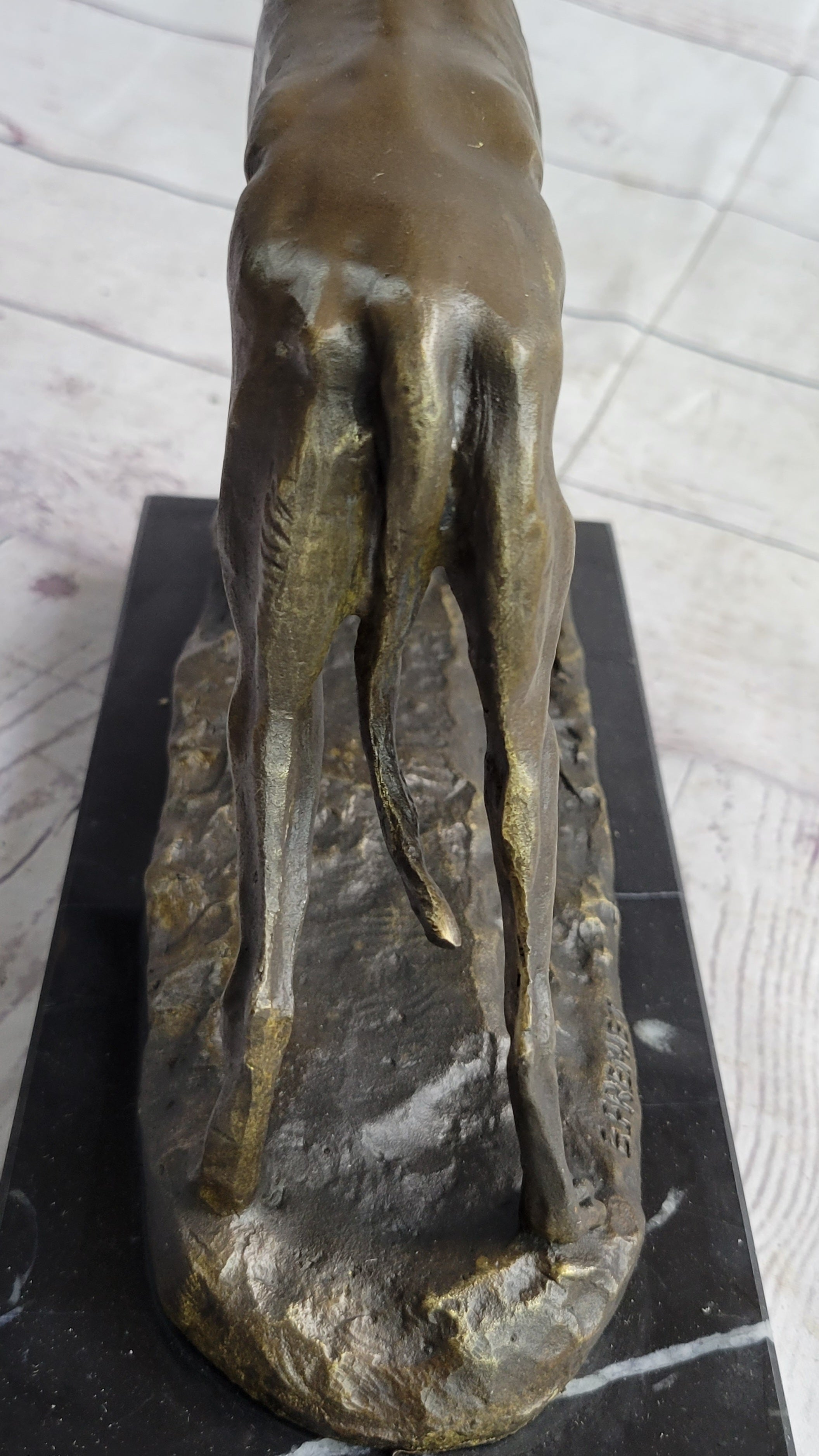 Greyhound Dog Whippet Bronze Statue Sculpture Figure Marble Base by Fremiet 13" x 10"