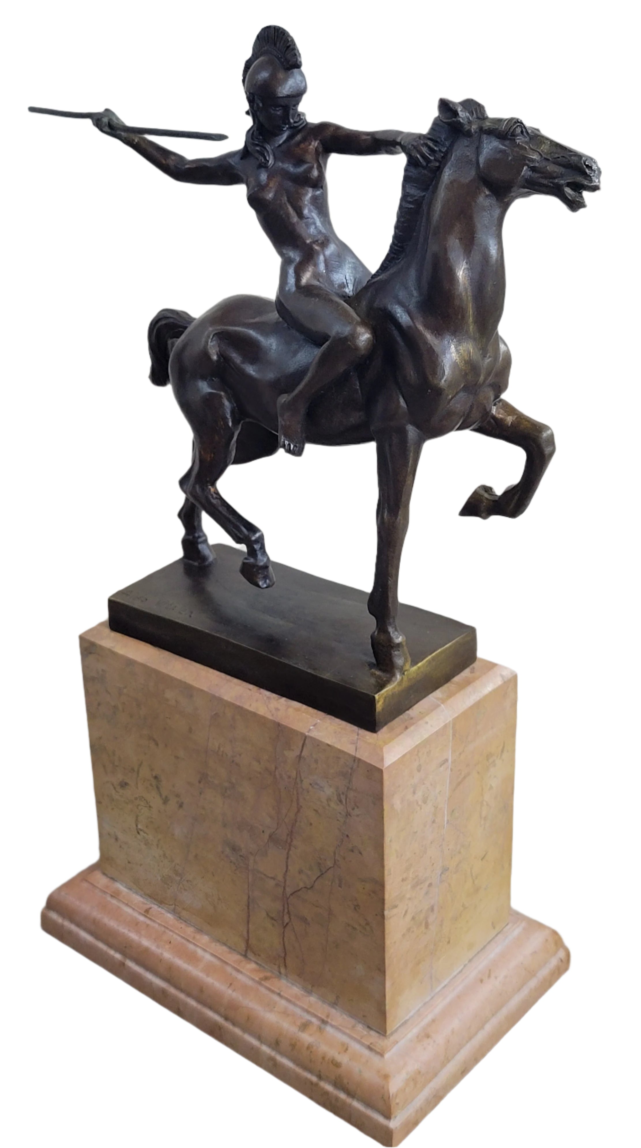 Amazon Female Warrior on Horseback Hippolyta Bronze Statue Sculpture 15.5" x 10"