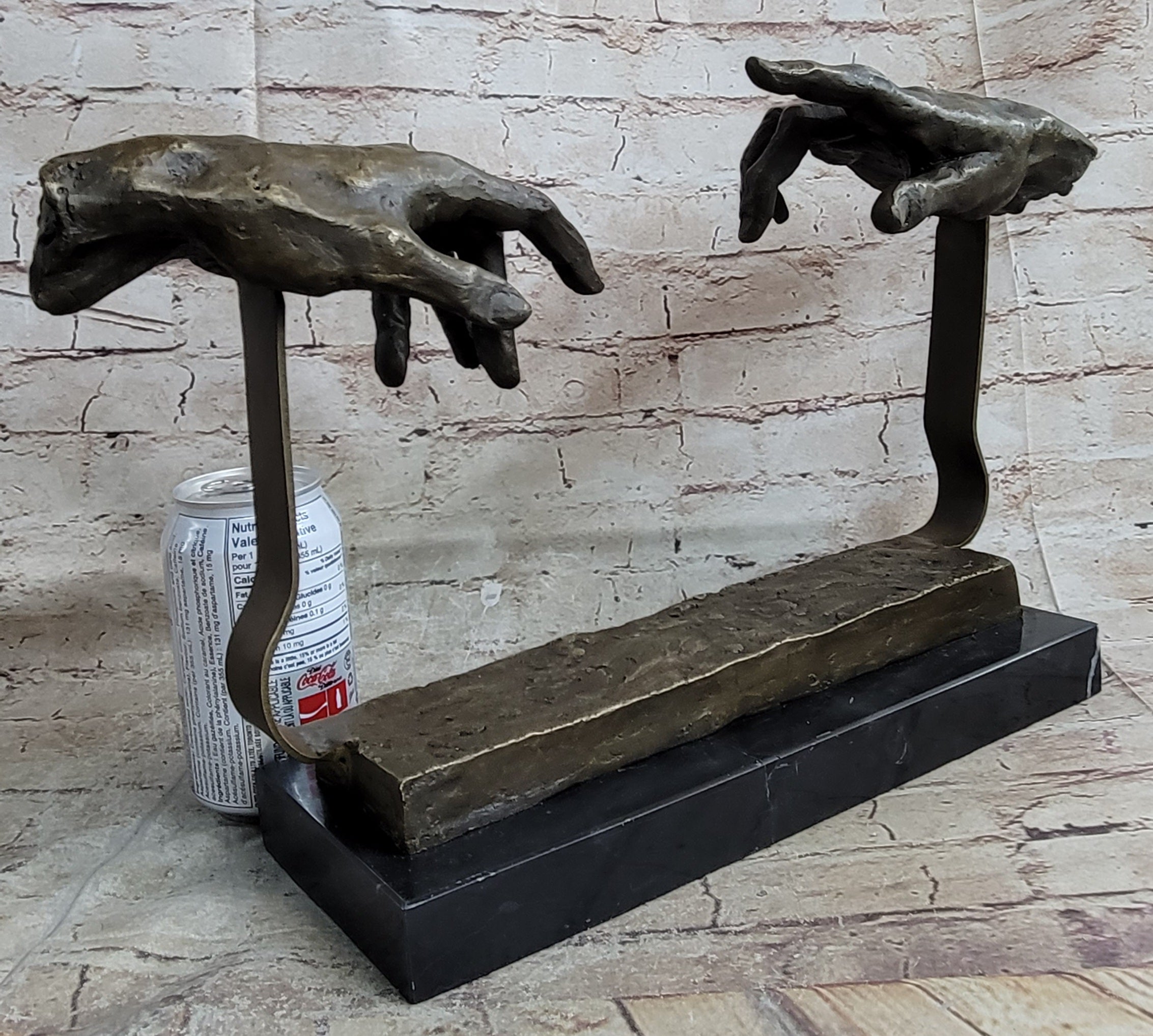 The Creation of Adam Touching Hands Bronze Statue Sculpture Figure Dali 9" x 18"