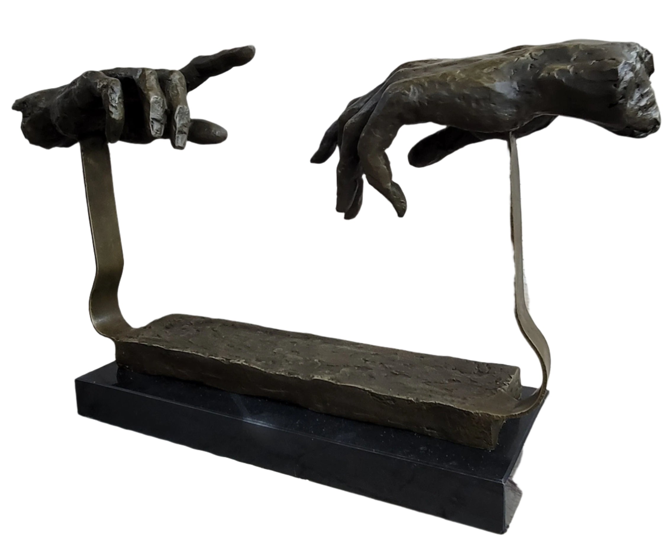 The Creation of Adam Touching Hands Bronze Statue Sculpture Figure Dali 9" x 18"