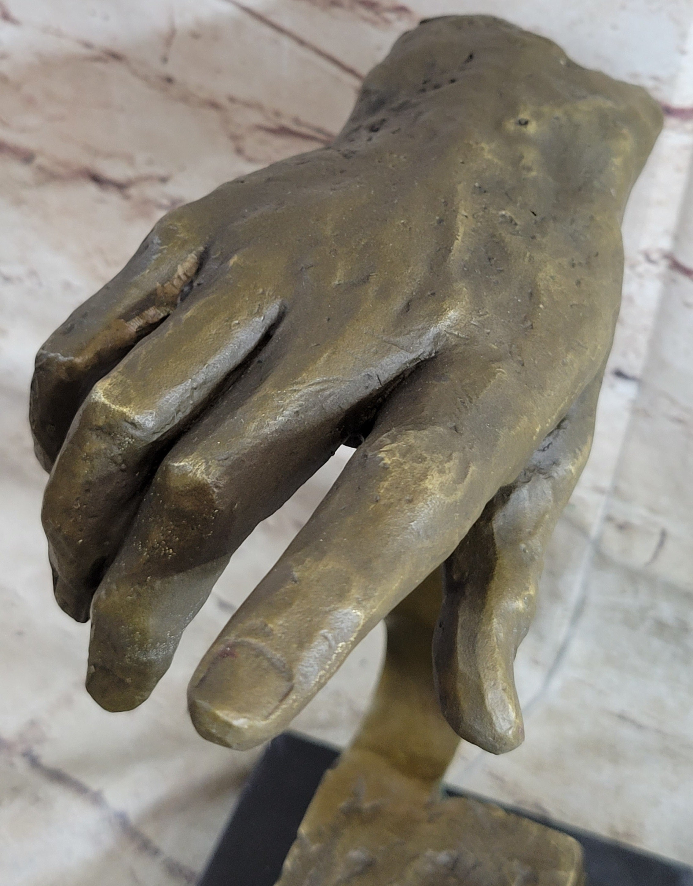 The Creation of Adam Touching Hands Bronze Statue Sculpture Figure Dali 9" x 18"