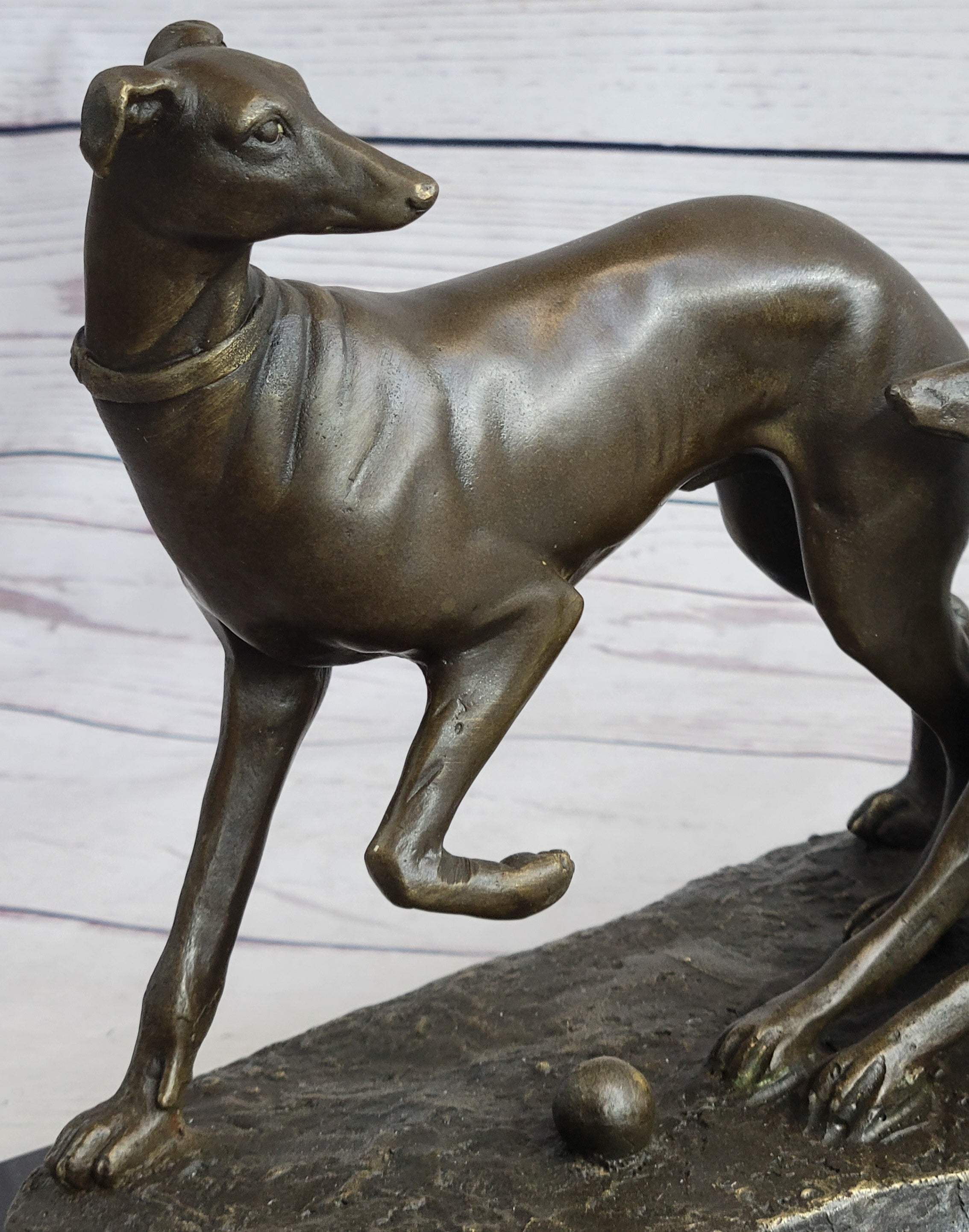 Pj Mene Two Greyhounds Dogs Playing'Argente And Dore Bronze Statue Sculpture