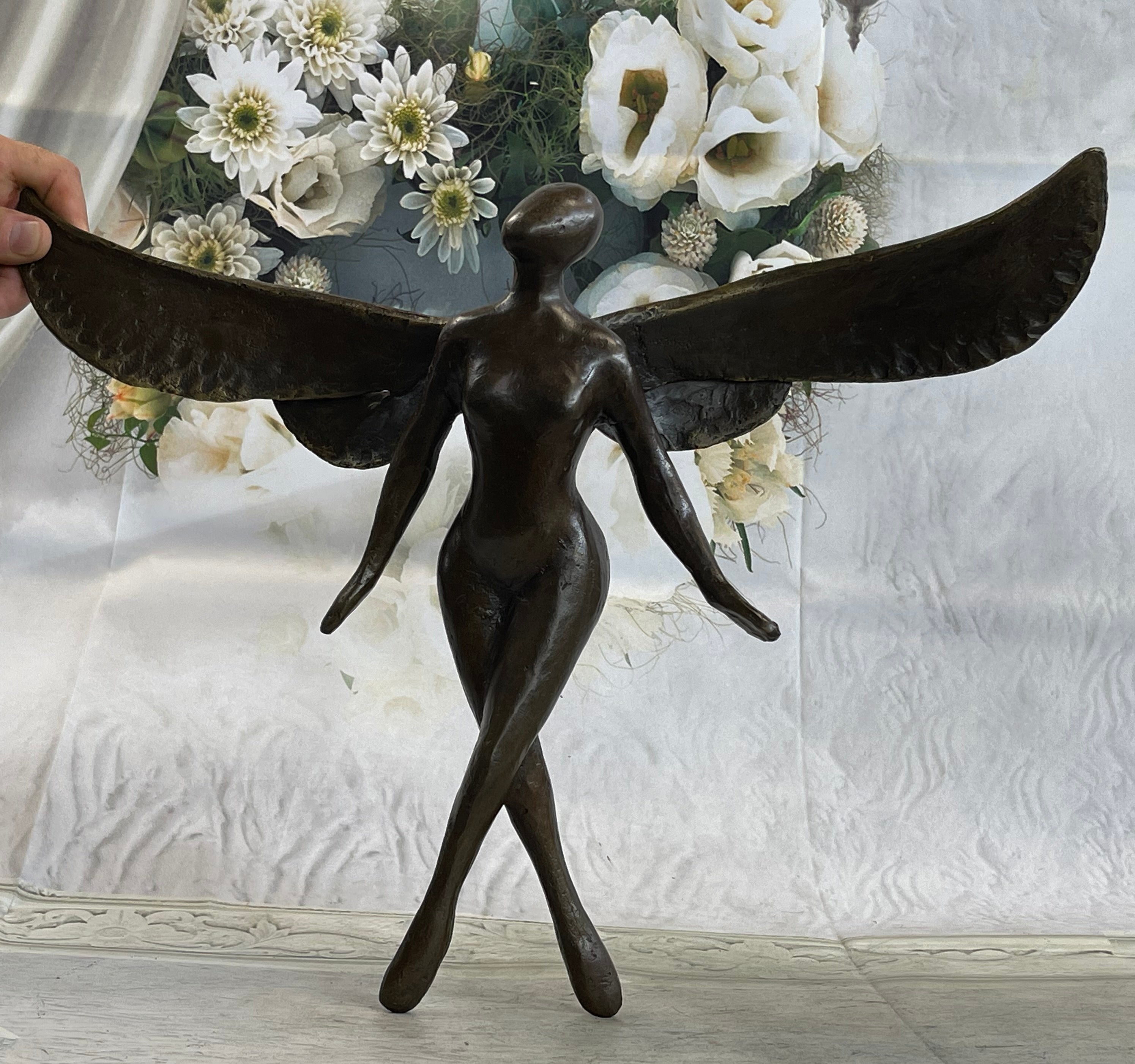 Brown Patina Signed Original Abstract Angel Limited Edition By Watson English Artisan Bronze