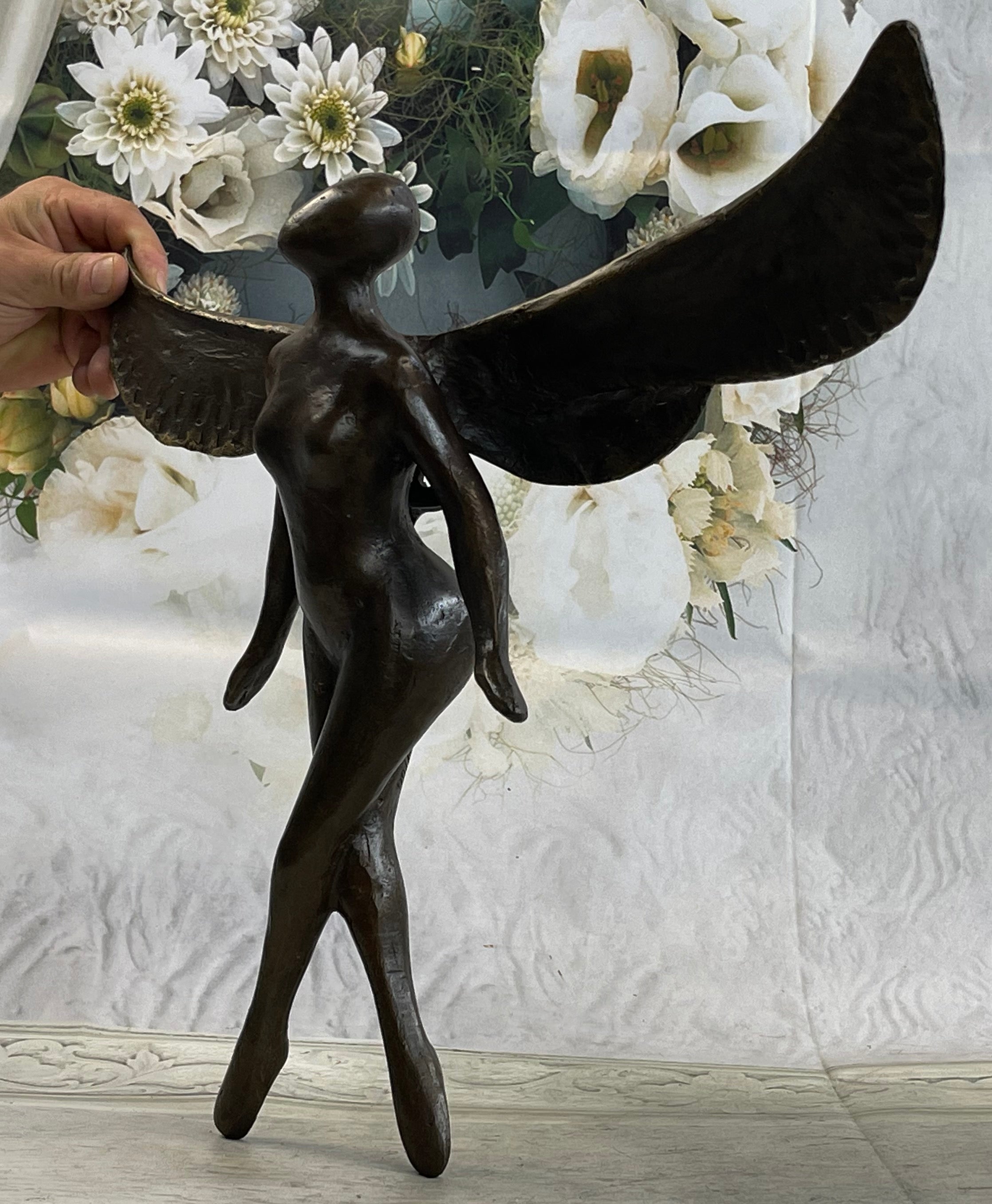 Brown Patina Signed Original Abstract Angel Limited Edition By Watson English Artisan Bronze