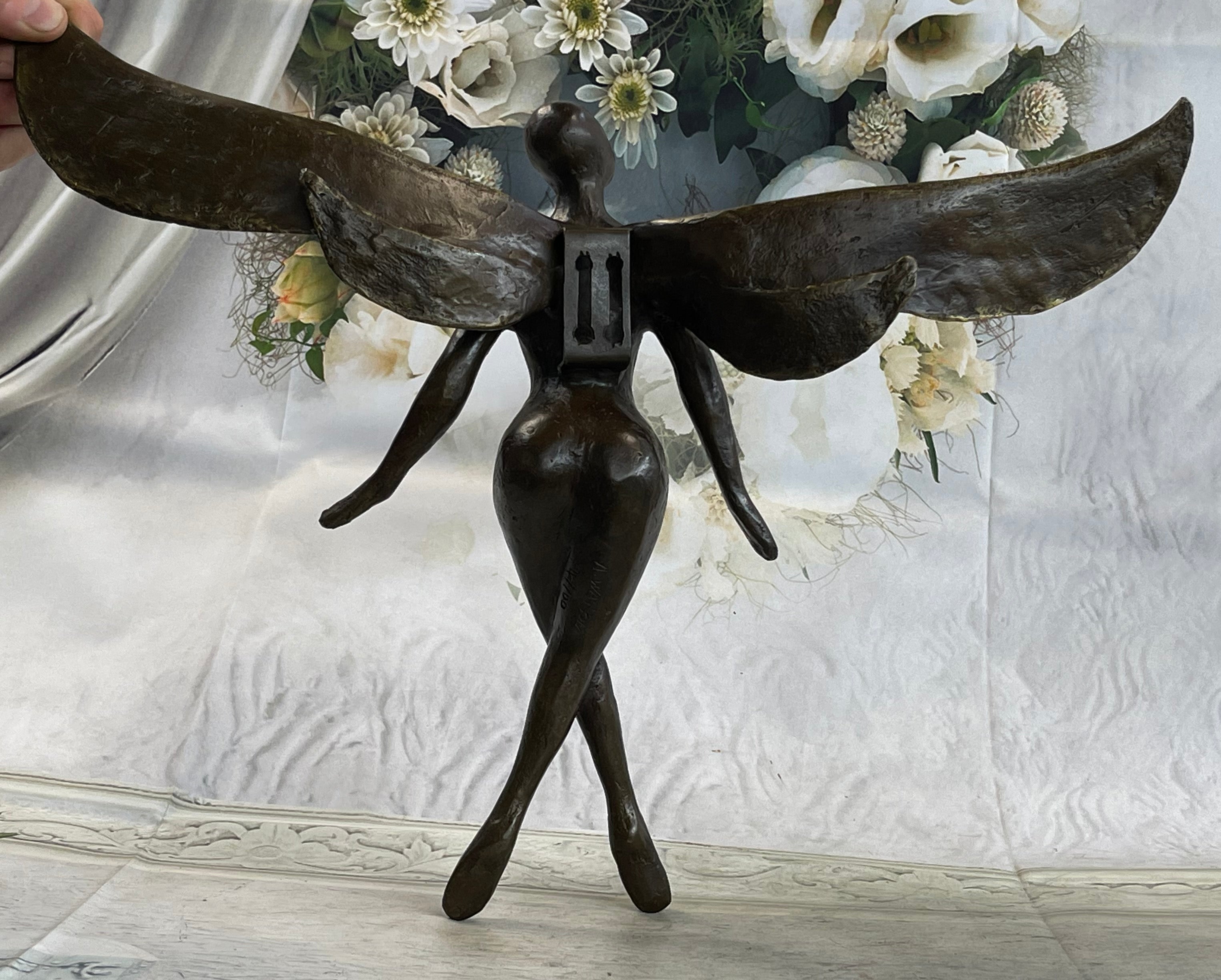 Brown Patina Signed Original Abstract Angel Limited Edition By Watson English Artisan Bronze