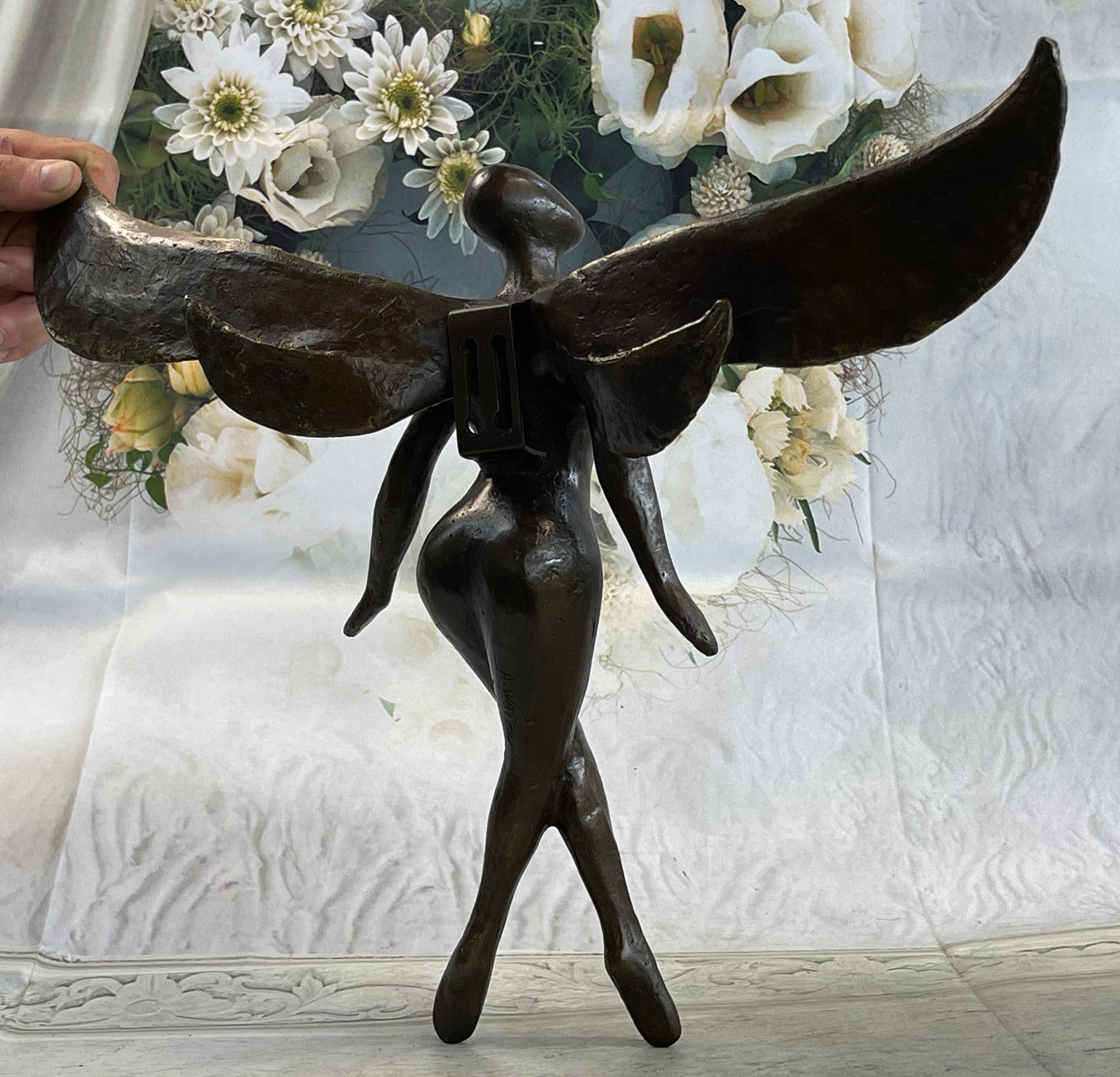 Brown Patina Signed Original Abstract Angel Limited Edition By Watson English Artisan Bronze