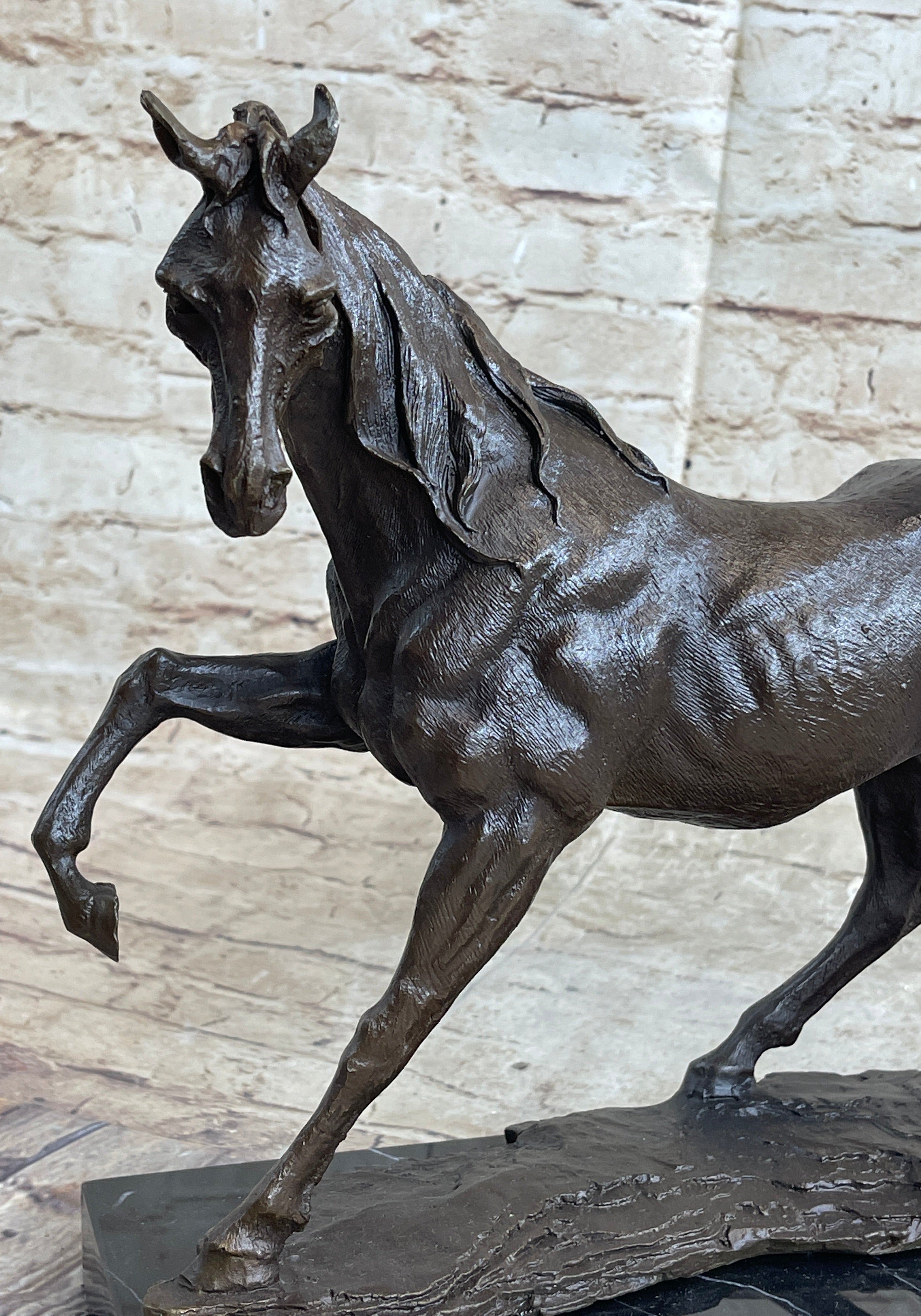 Signed Original Arabian Horse Bronze Sculpture Modern Art Marble Figurine Figure