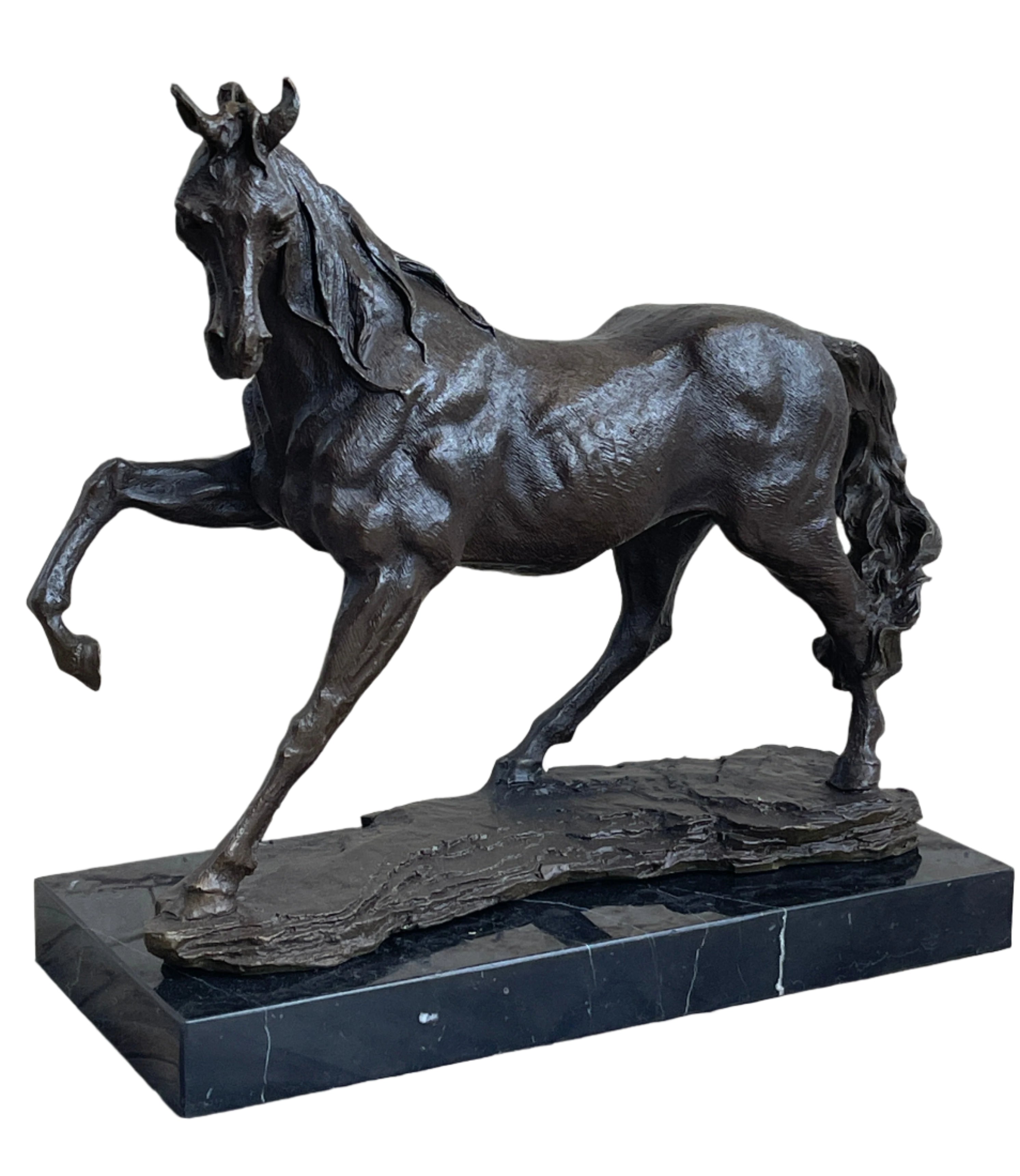 Signed Original Arabian Horse Bronze Sculpture Modern Art Marble Figurine Figure