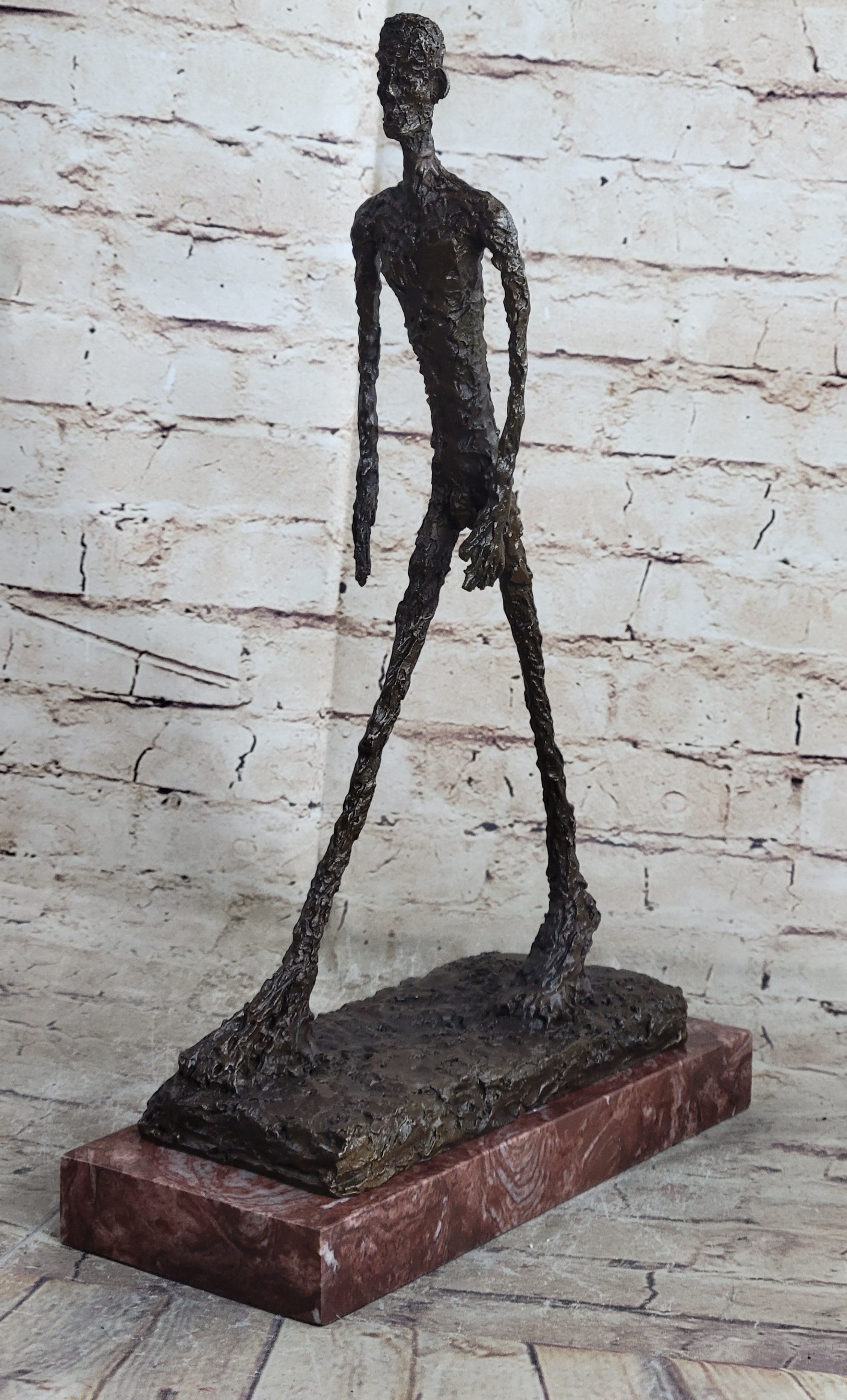 Walking Man after Alberto Giacometti Bronze Statue Sculpture Figure 16" x 10"