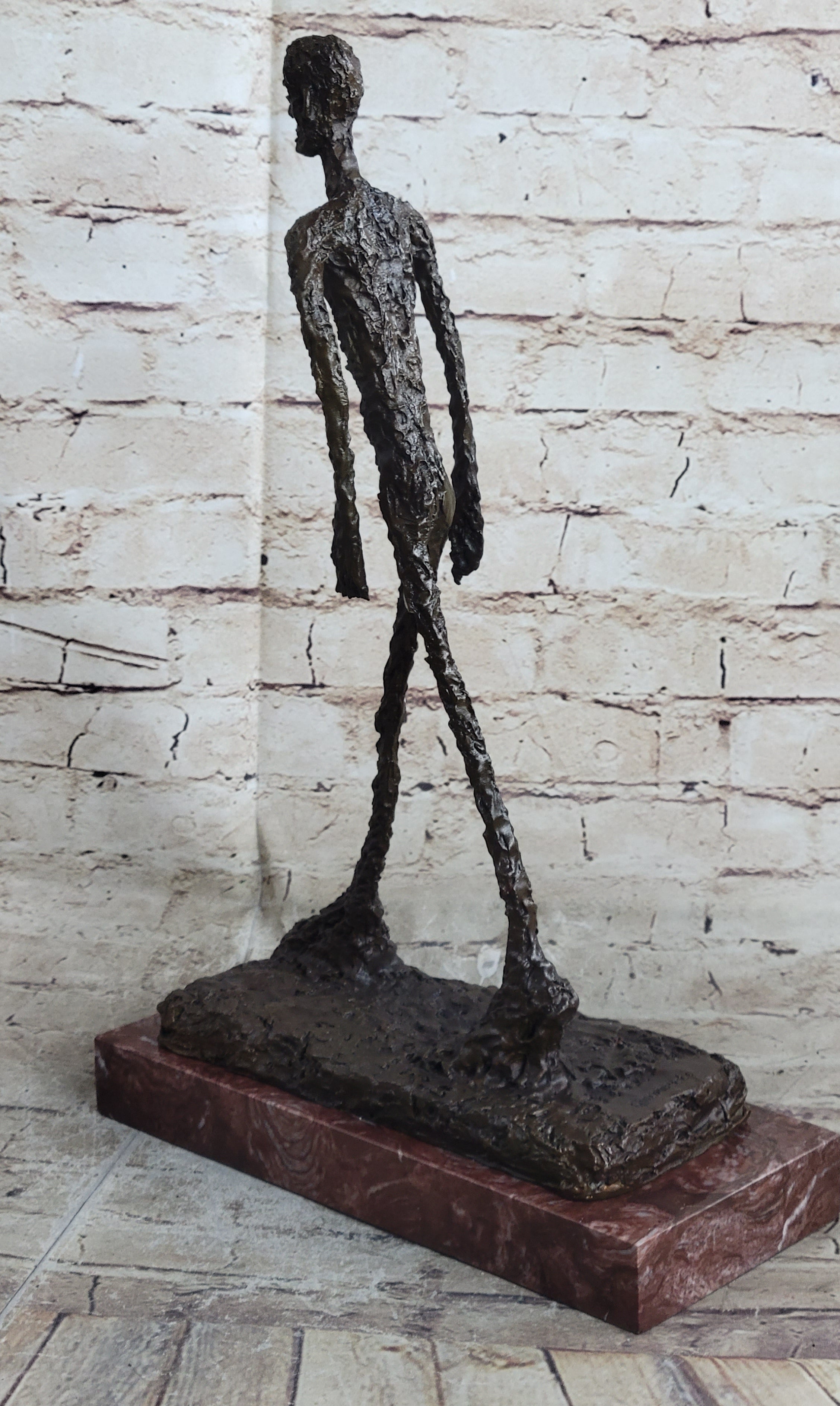 Walking Man after Alberto Giacometti Bronze Statue Sculpture Figure 16" x 10"