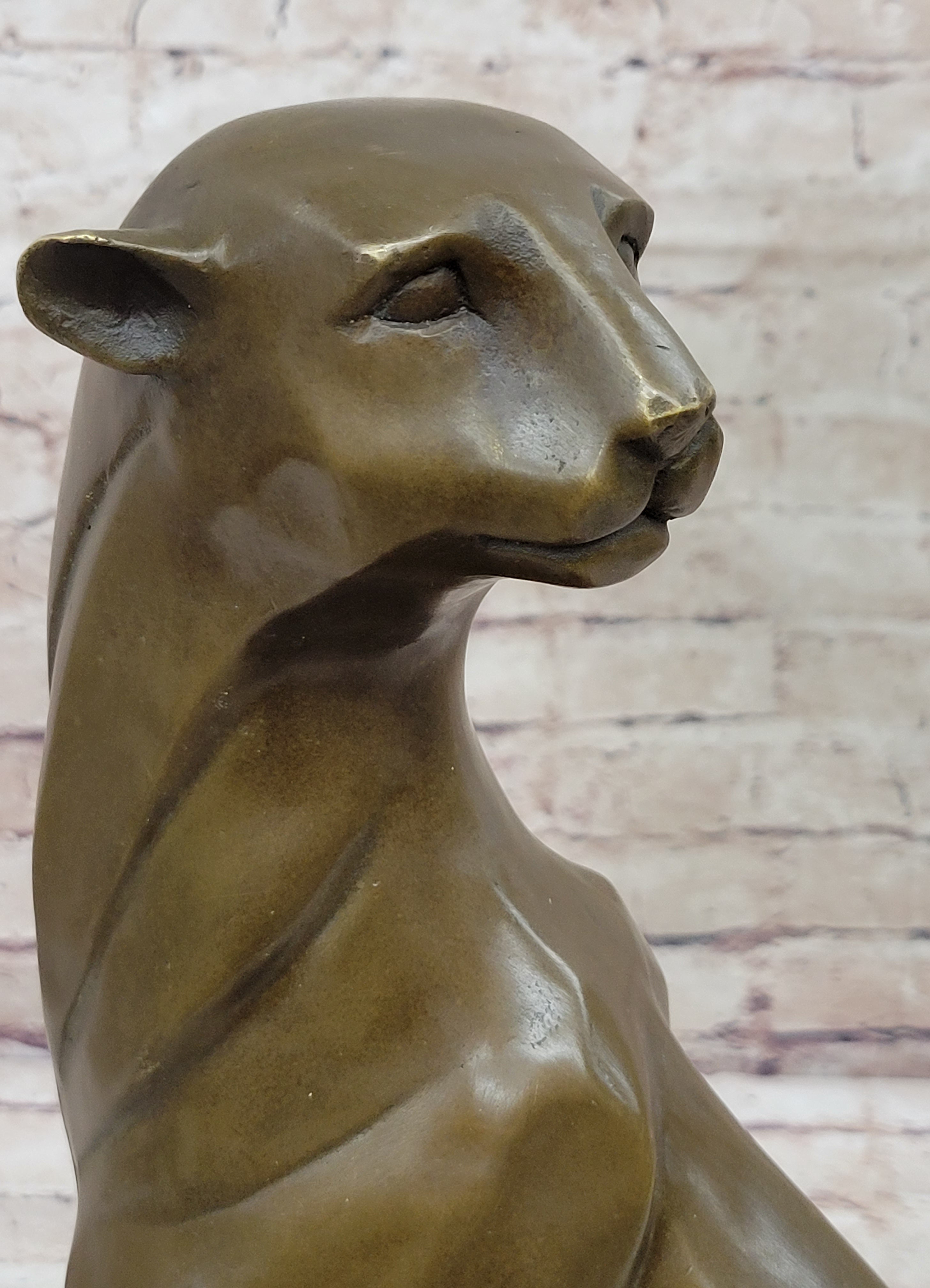 Modern Art Extra Large Mountain Lion Bronze Sculpture By Henry Moore Figurine