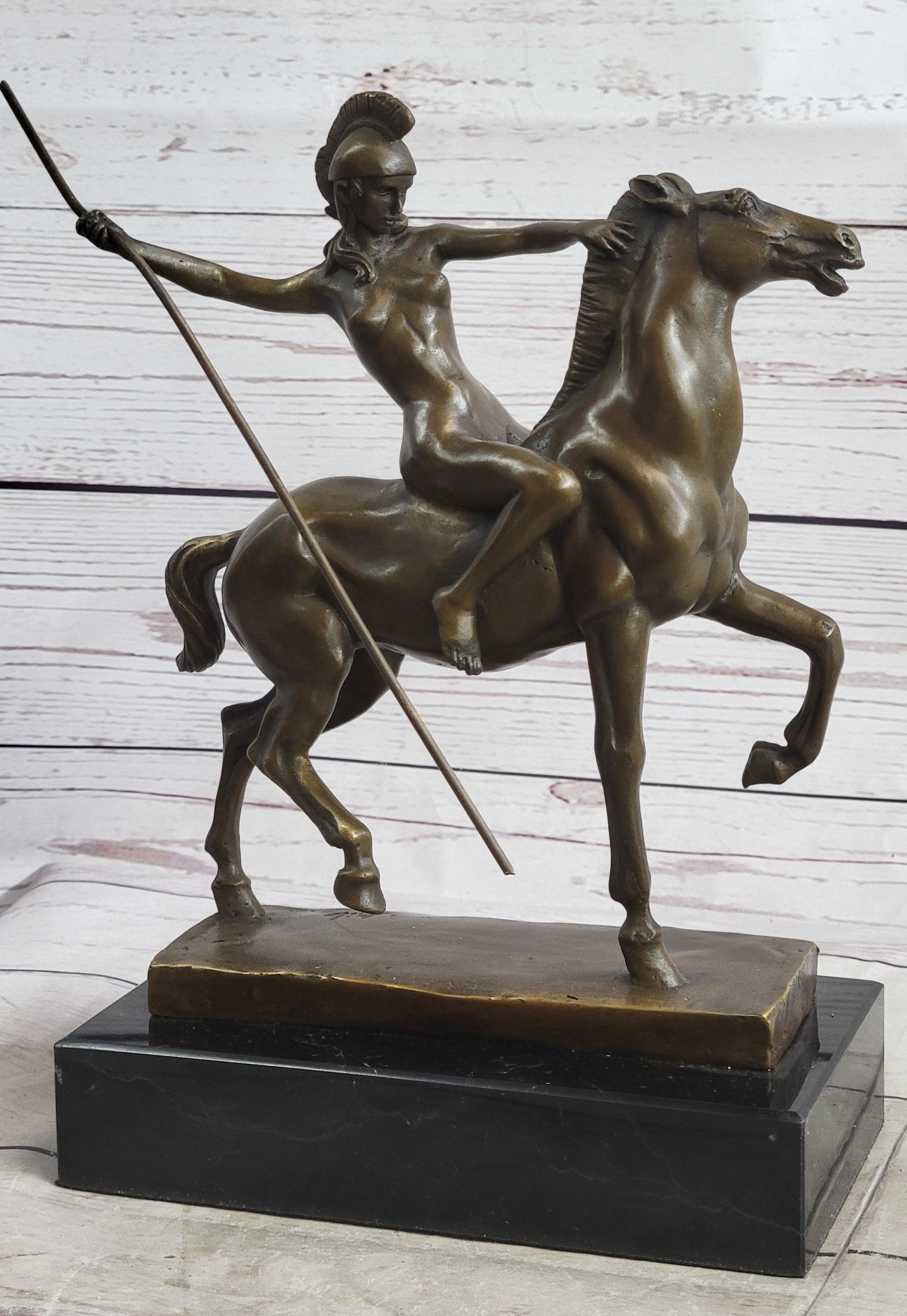 Hippolyta Amazon Warrior Princess Nude Girl on Horseback Bronze Statue Sculpture