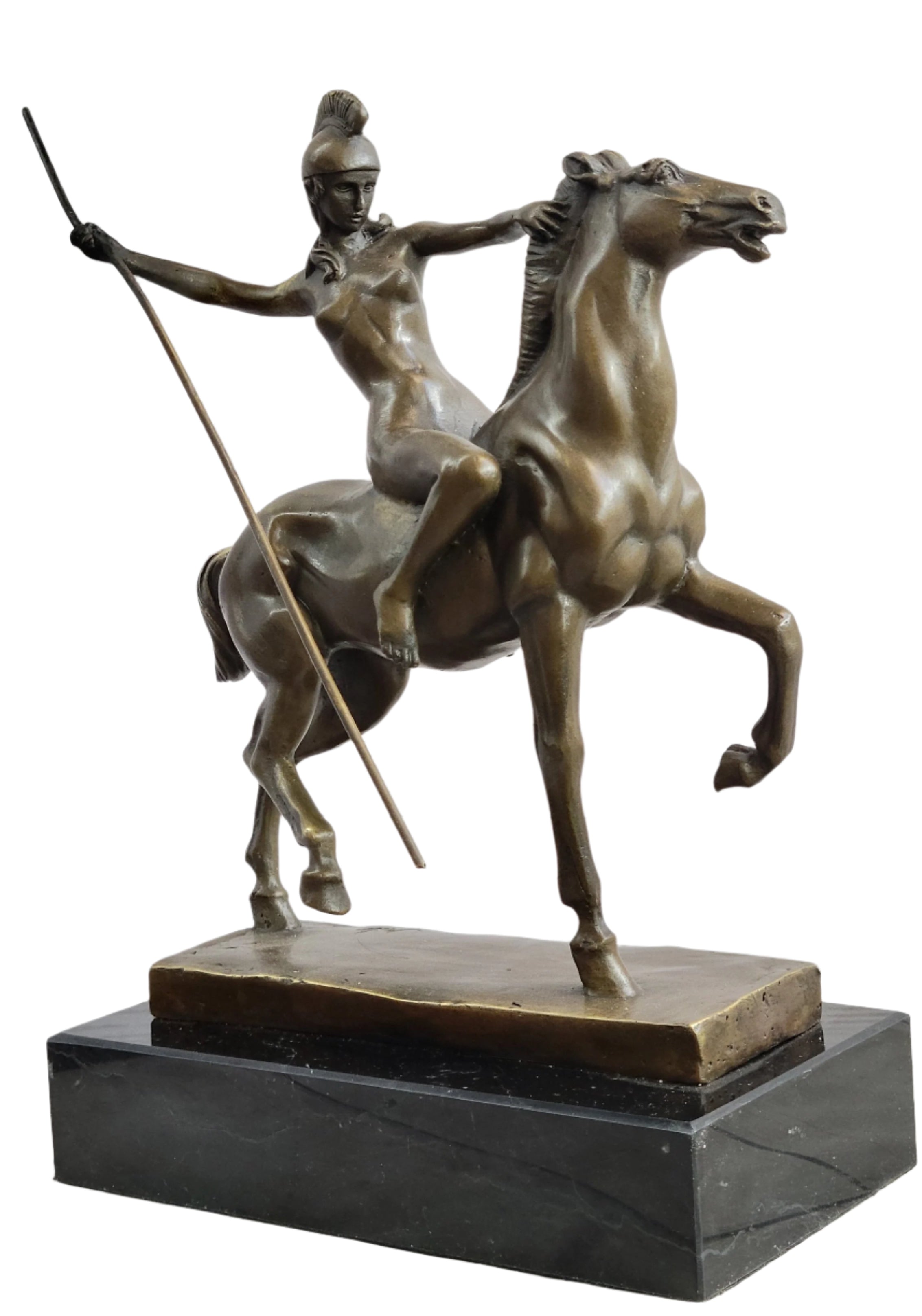 Hippolyta Amazon Warrior Princess Nude Girl on Horseback Bronze Statue Sculpture