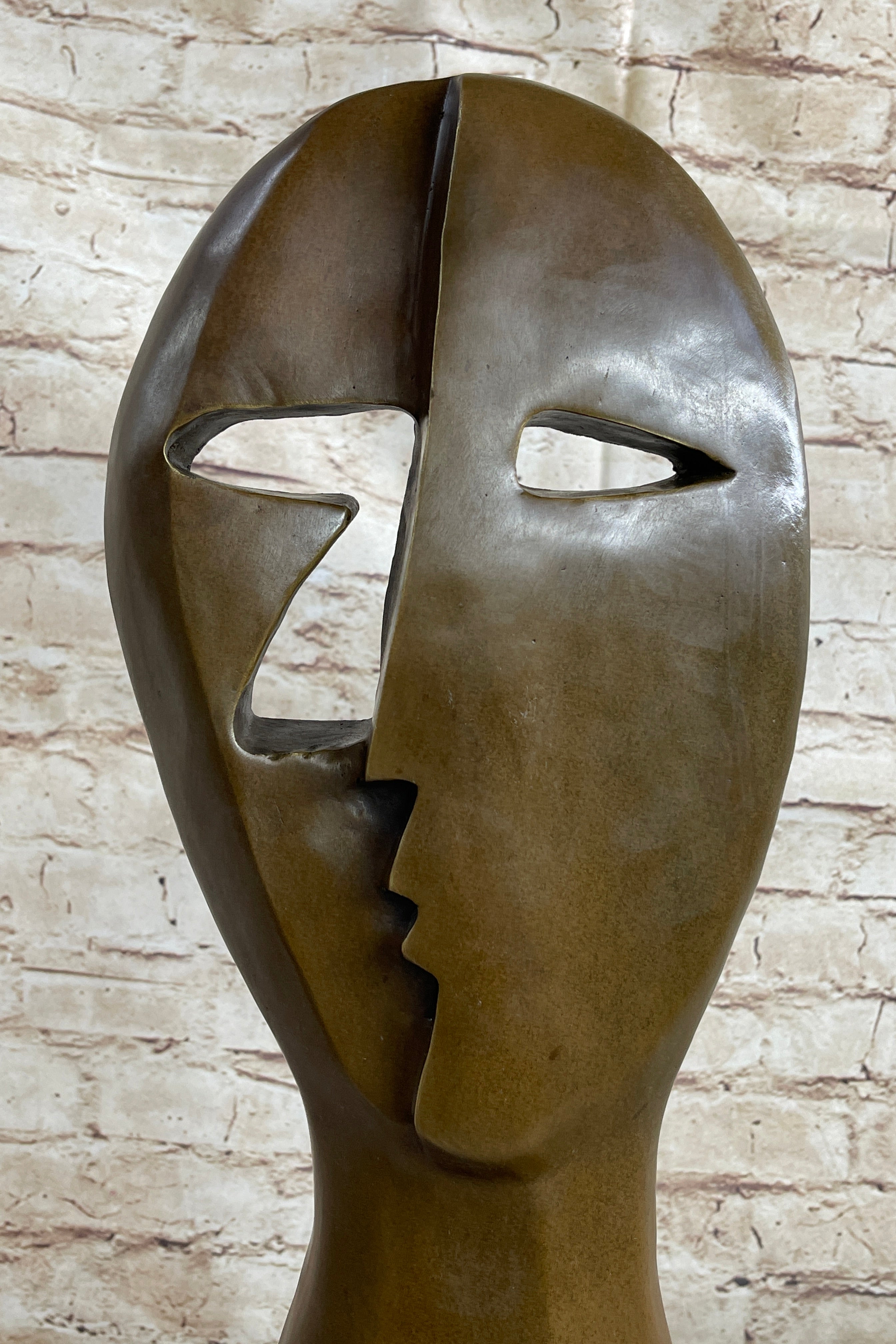 Picasso Cubism Two Faces Mask Bust Sculpture Statue Modern Art Decor Marble Base