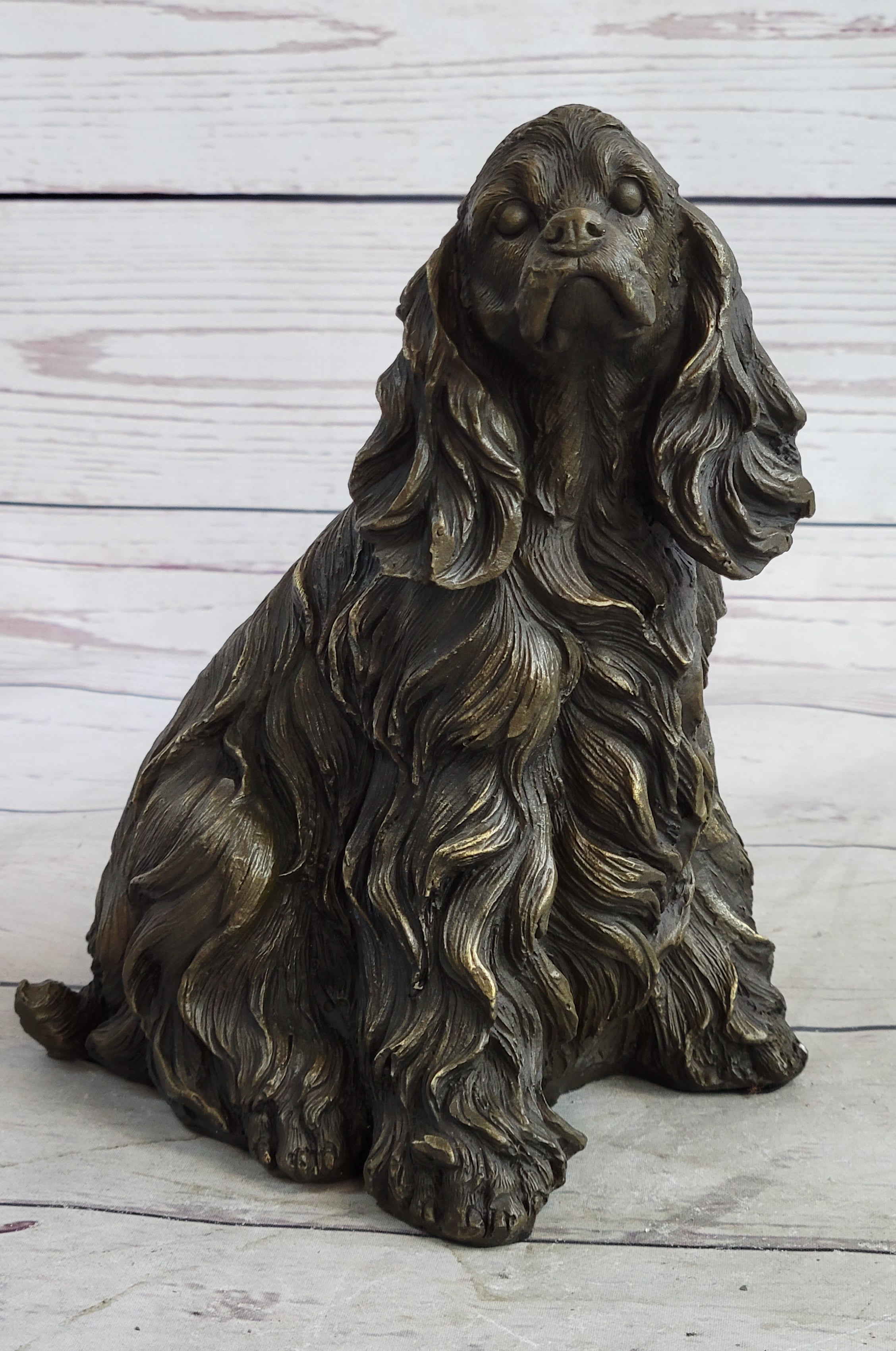 Bronze Metal Figurine Sculpture Statue of a Dog Cocker Spaniel or King Charles Cavalier