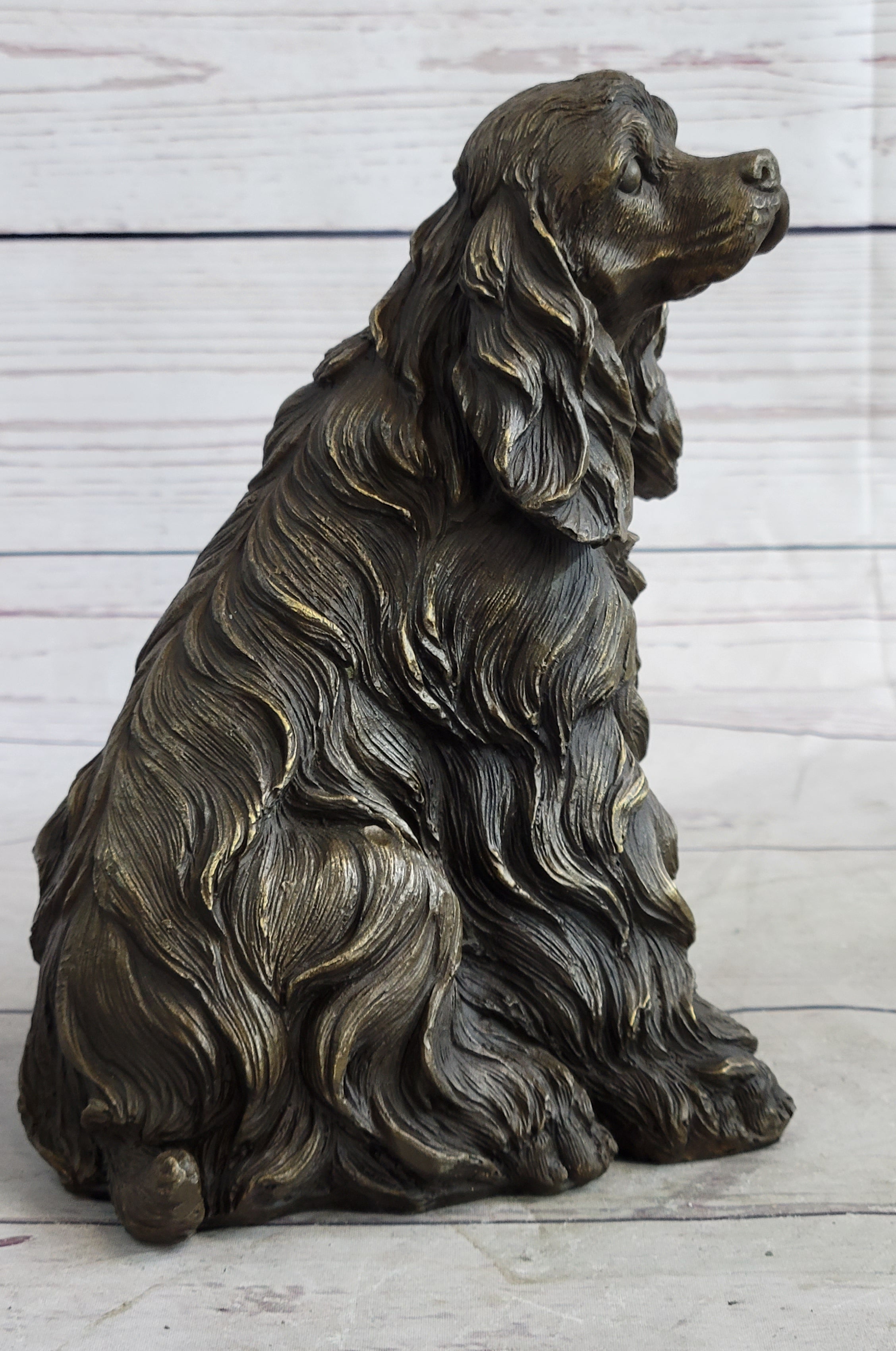 Bronze Metal Figurine Sculpture Statue of a Dog Cocker Spaniel or King Charles Cavalier