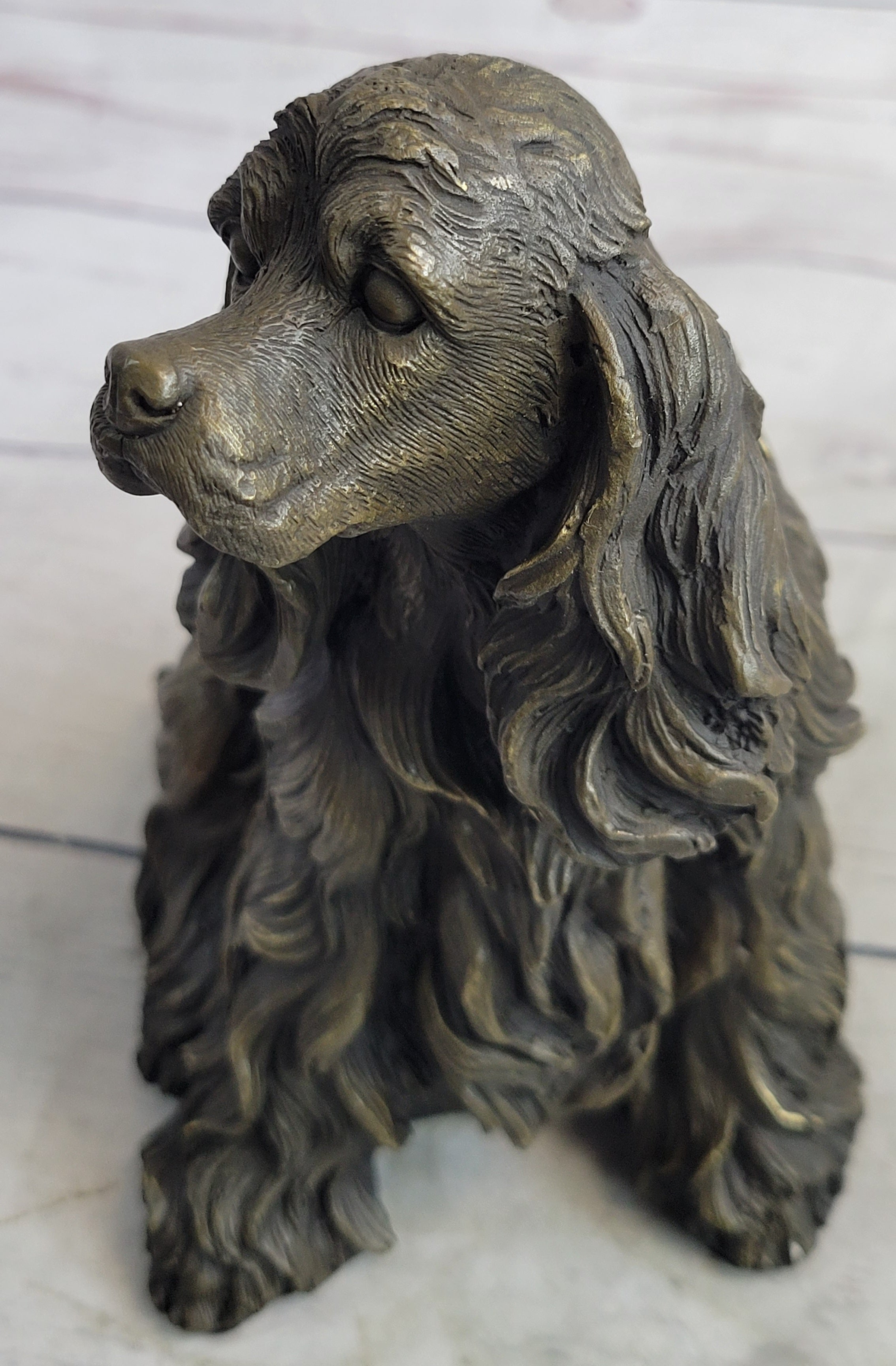 Bronze Metal Figurine Sculpture Statue of a Dog Cocker Spaniel or King Charles Cavalier