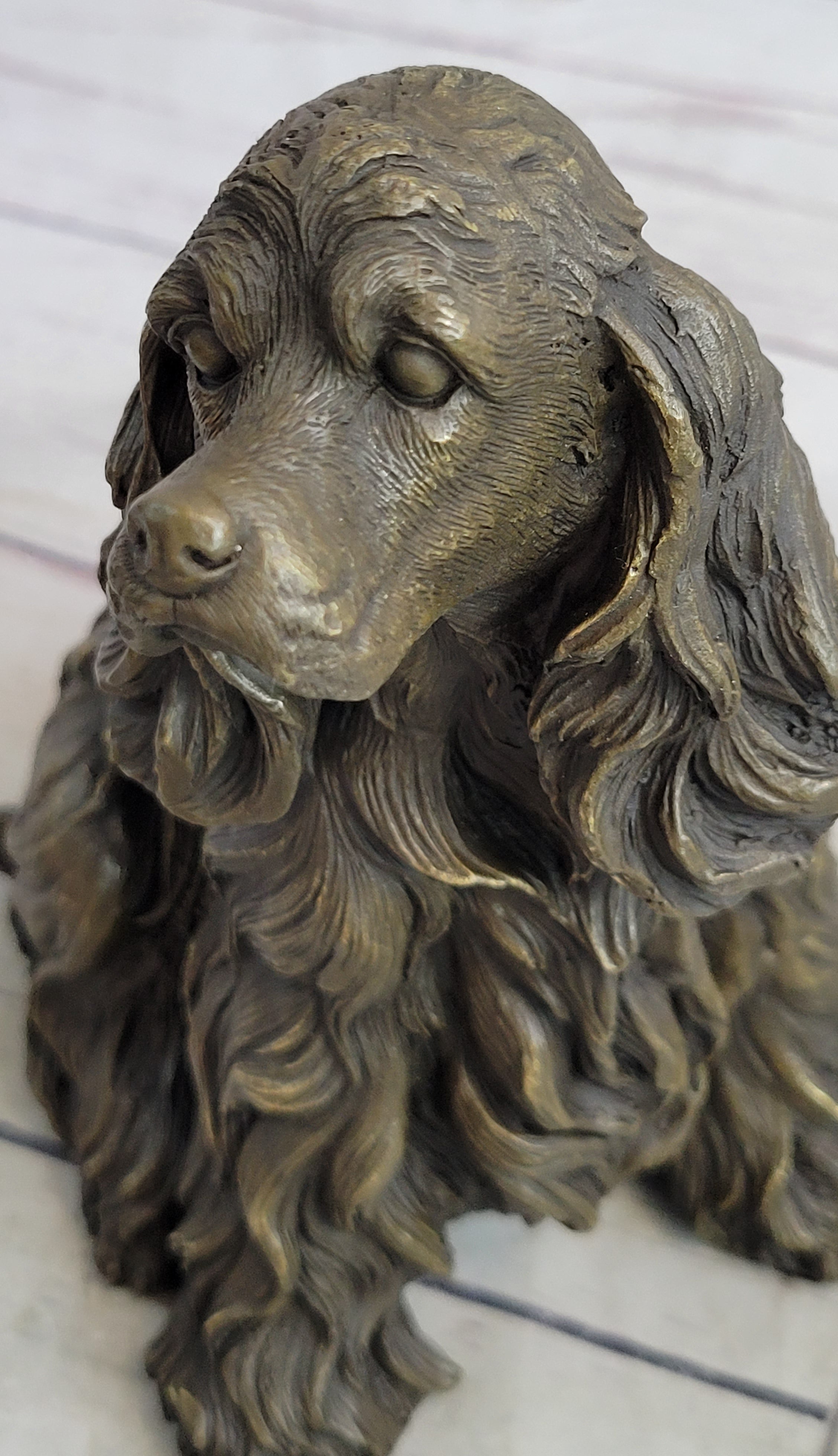 Bronze Metal Figurine Sculpture Statue of a Dog Cocker Spaniel or King Charles Cavalier