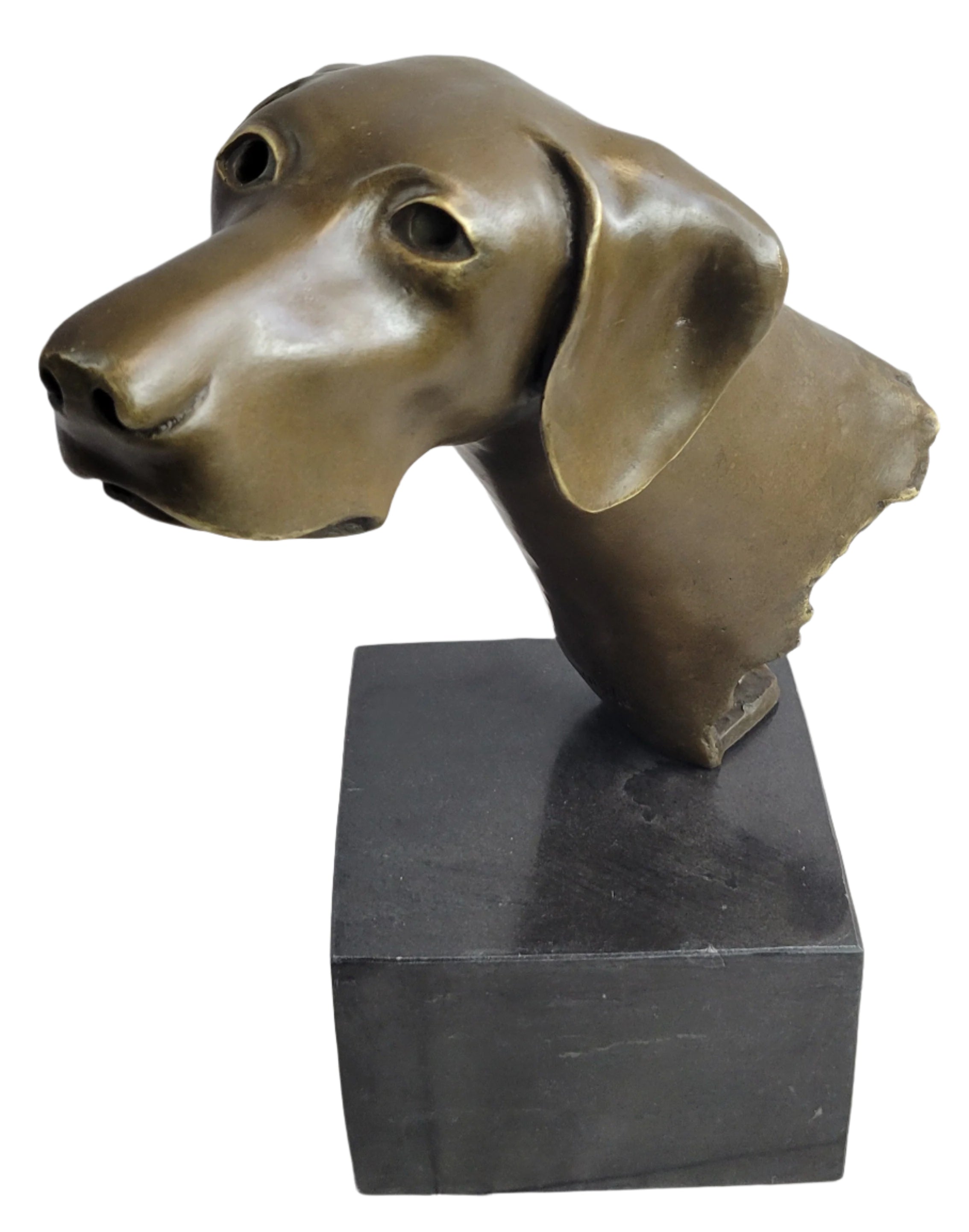 Weimaraner Vizsla Dog Bronze Bust Sculpture Statue Home Decor Figurine on Marble Base