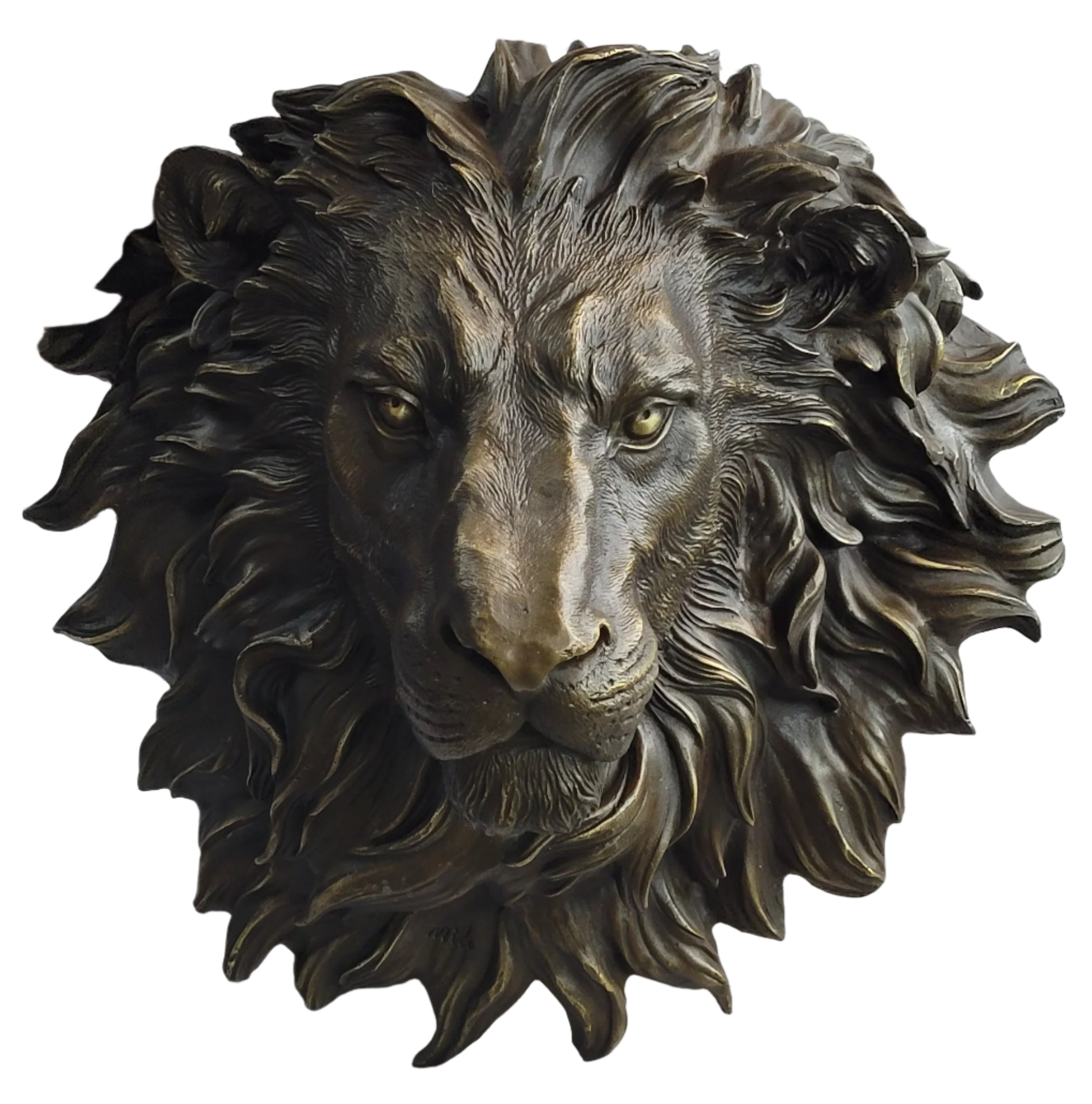 Wall Mounted Hanging Lion Head Bust Sculpture Decor Signed Original Milo 18" x 18"