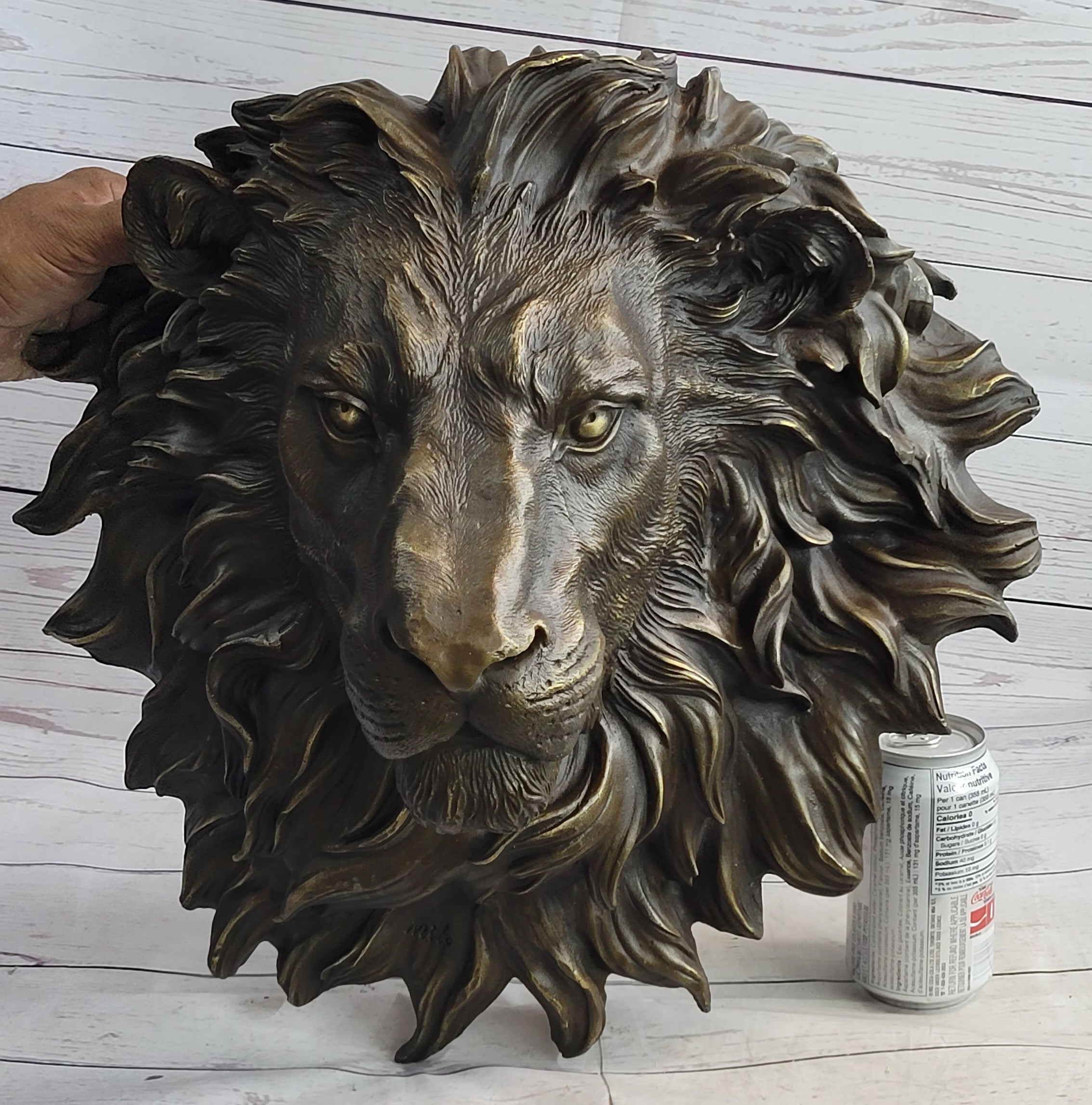 Wall Mounted Hanging Lion Head Bust Sculpture Decor Signed Original Milo 18" x 18"