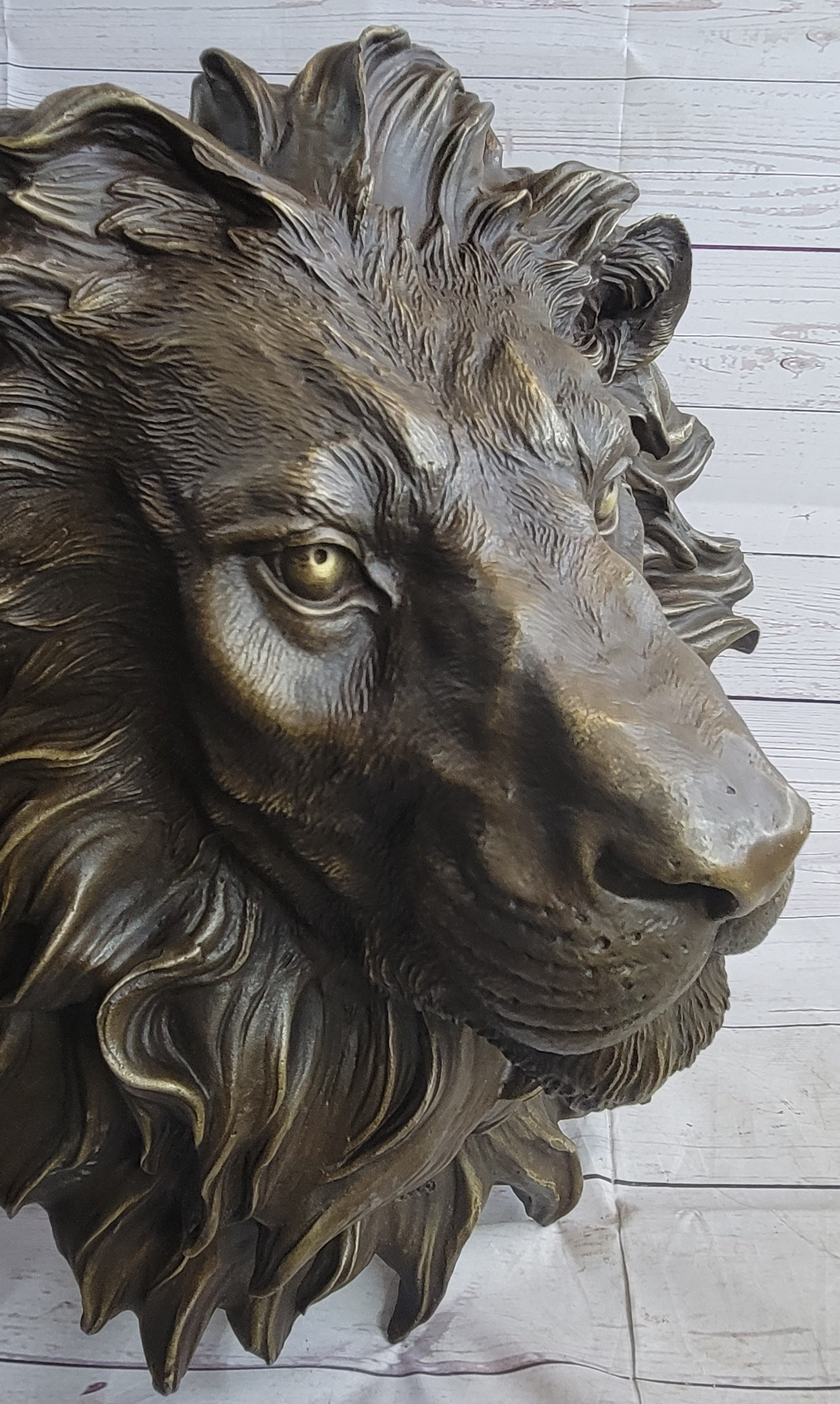 Wall Mounted Hanging Lion Head Bust Sculpture Decor Signed Original Milo 18" x 18"