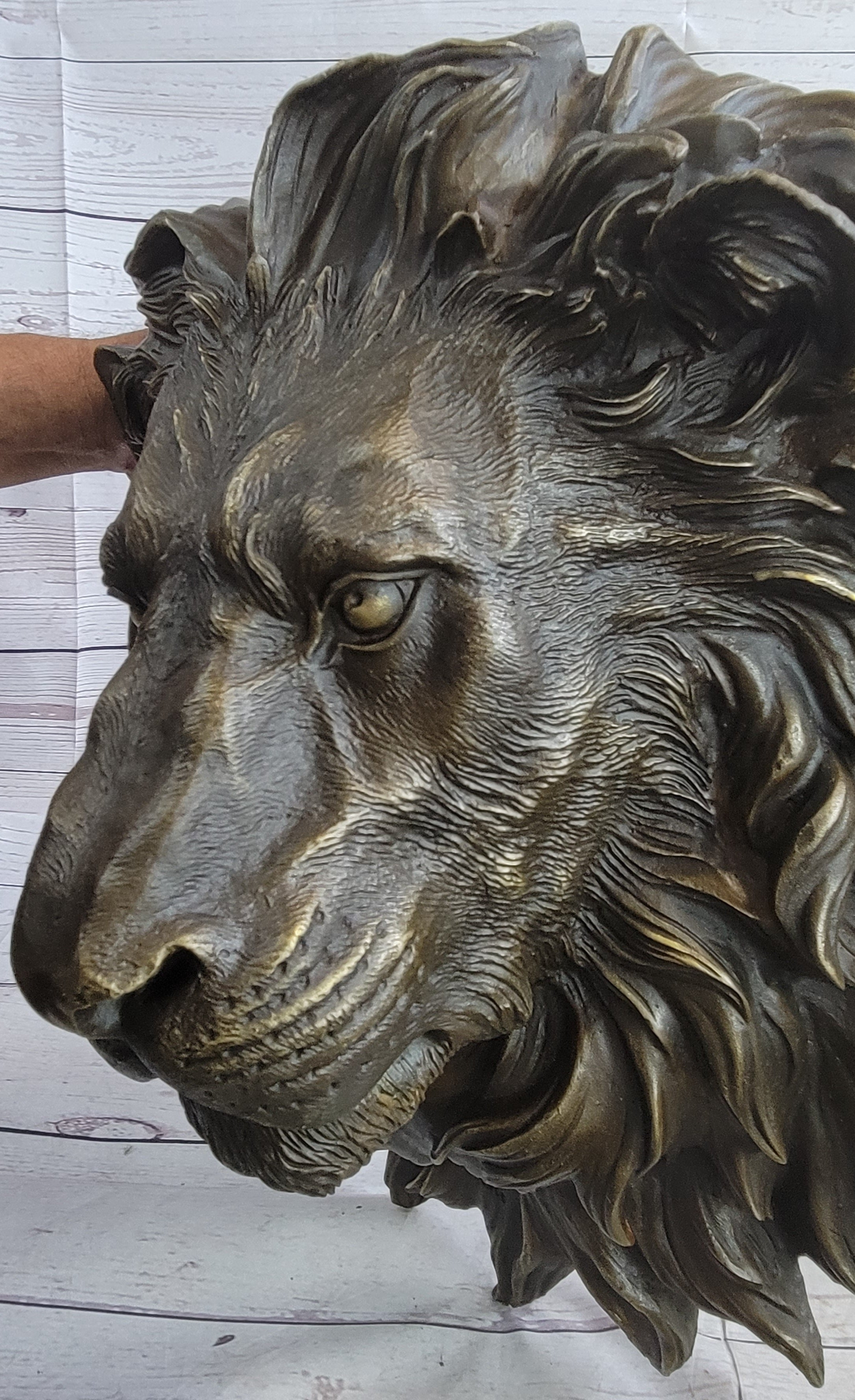 Wall Mounted Hanging Lion Head Bust Sculpture Decor Signed Original Milo 18" x 18"