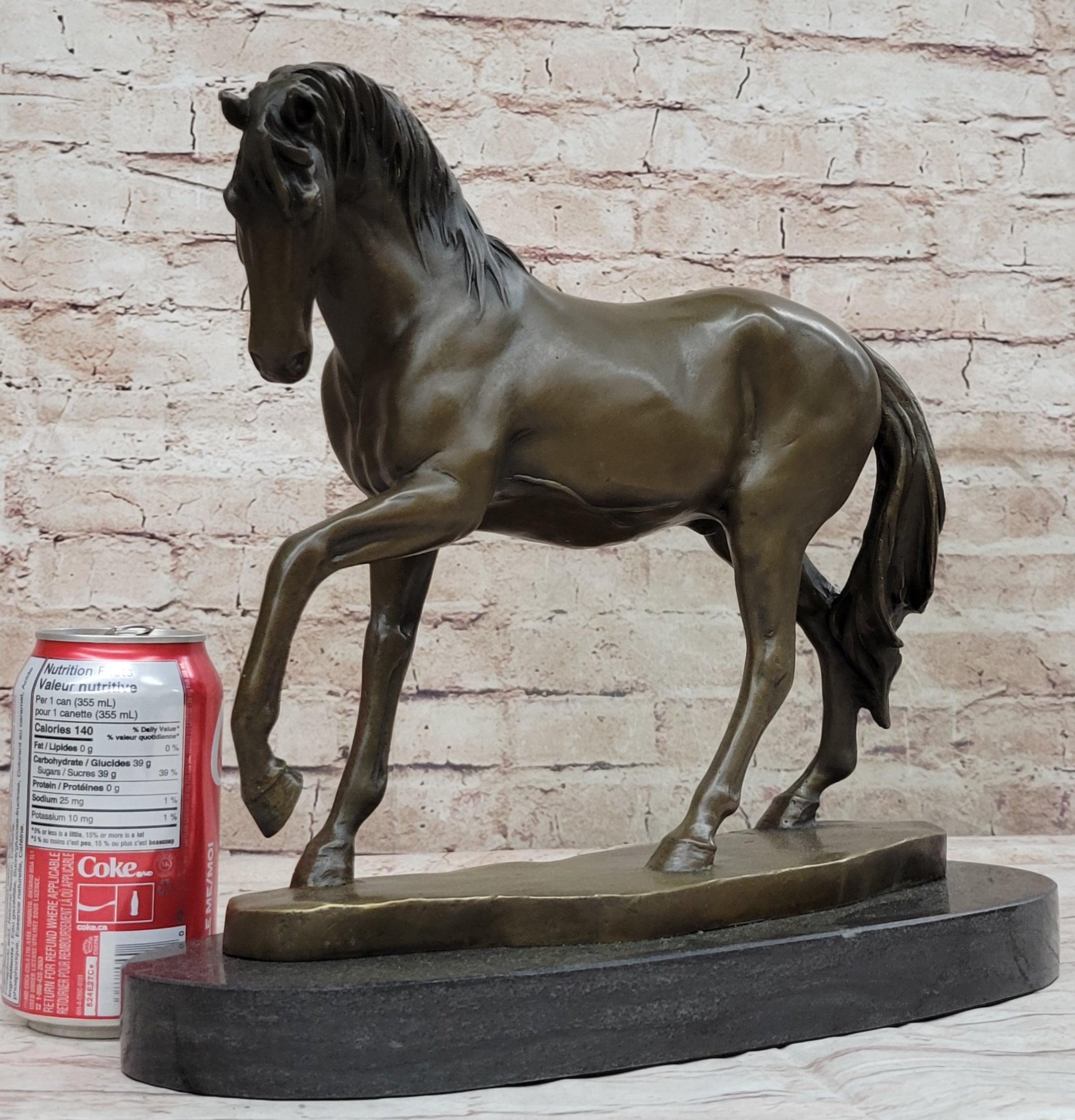 Show Horse Mare Hot Cast Bronze Statue Sculpture Equestrian Decor on Marble Base