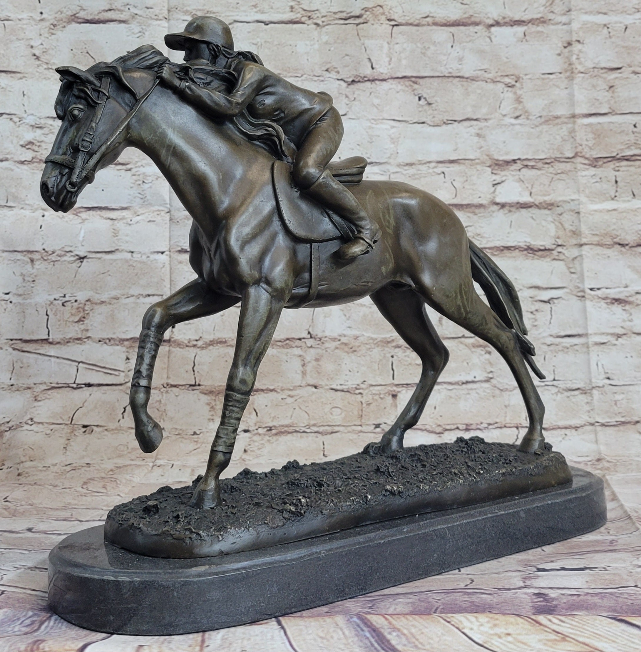 Jockey Equestrian Horse Race Bronze Sculpture Statue Figure Original Signed Art