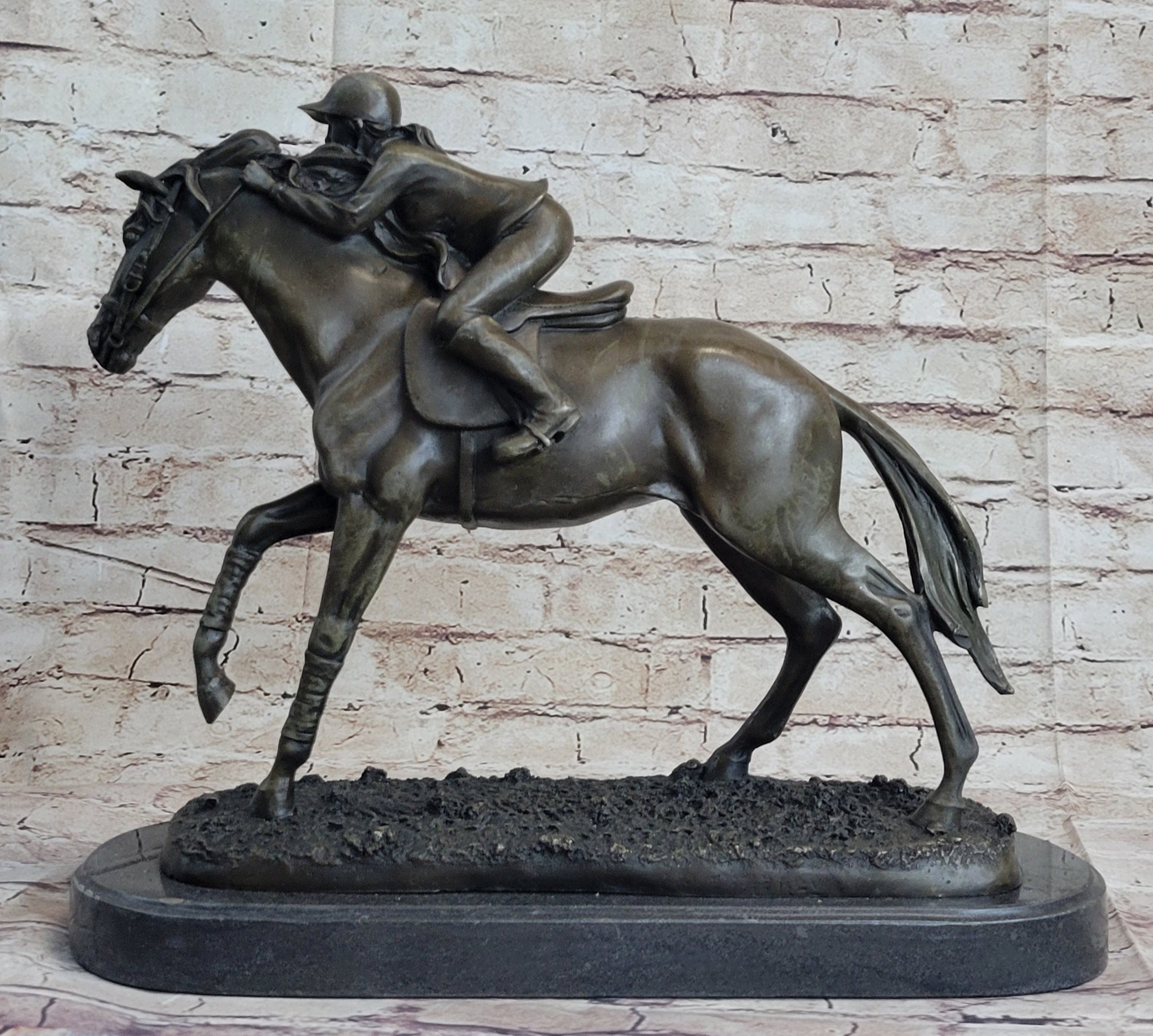 Jockey Equestrian Horse Race Bronze Sculpture Statue Figure Original Signed Art