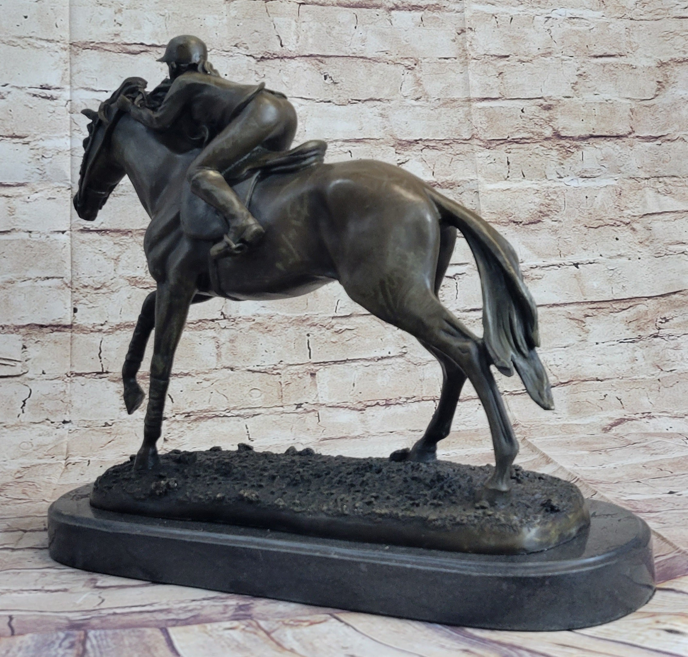 Jockey Equestrian Horse Race Bronze Sculpture Statue Figure Original Signed Art