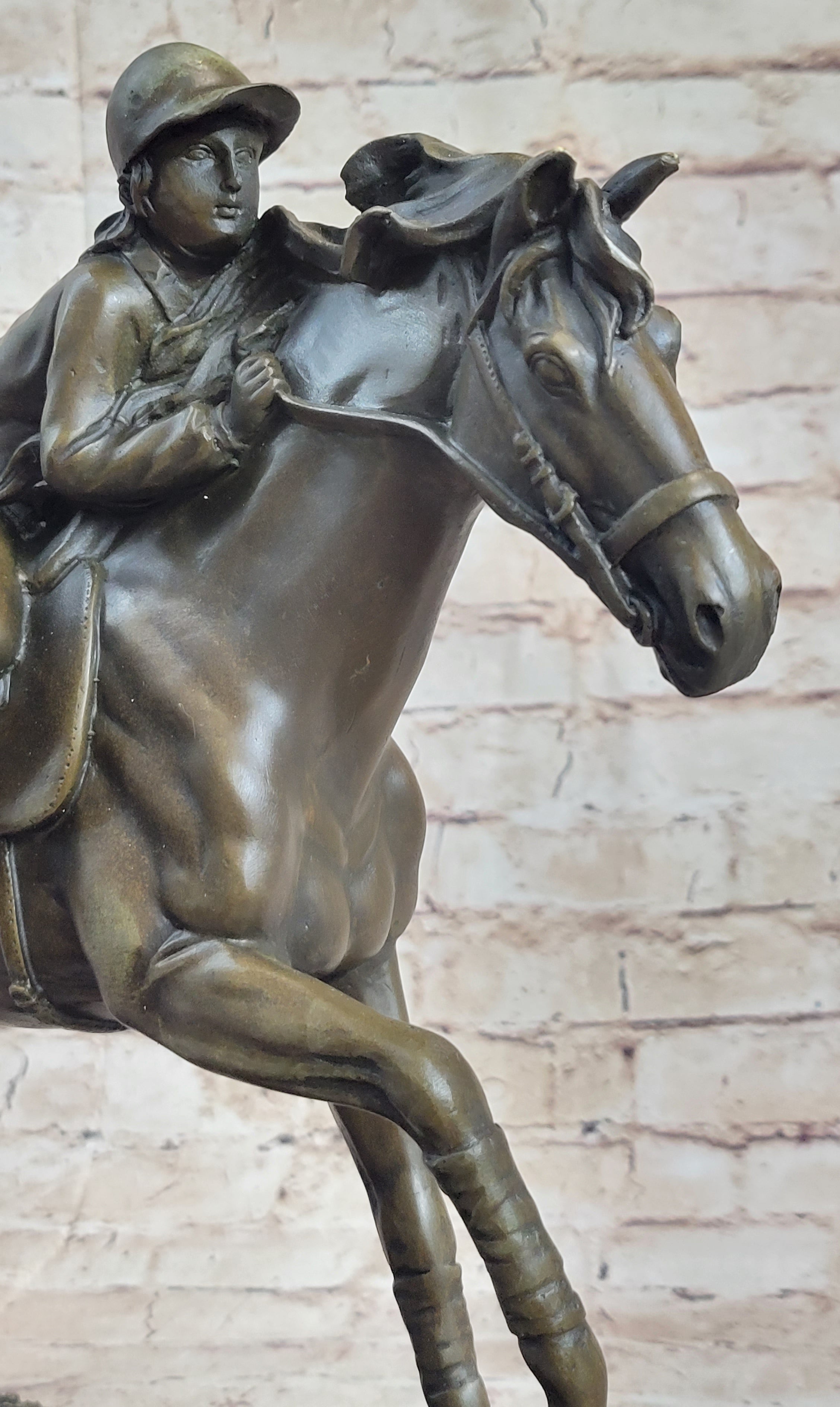 Jockey Equestrian Horse Race Bronze Sculpture Statue Figure Original Signed Art