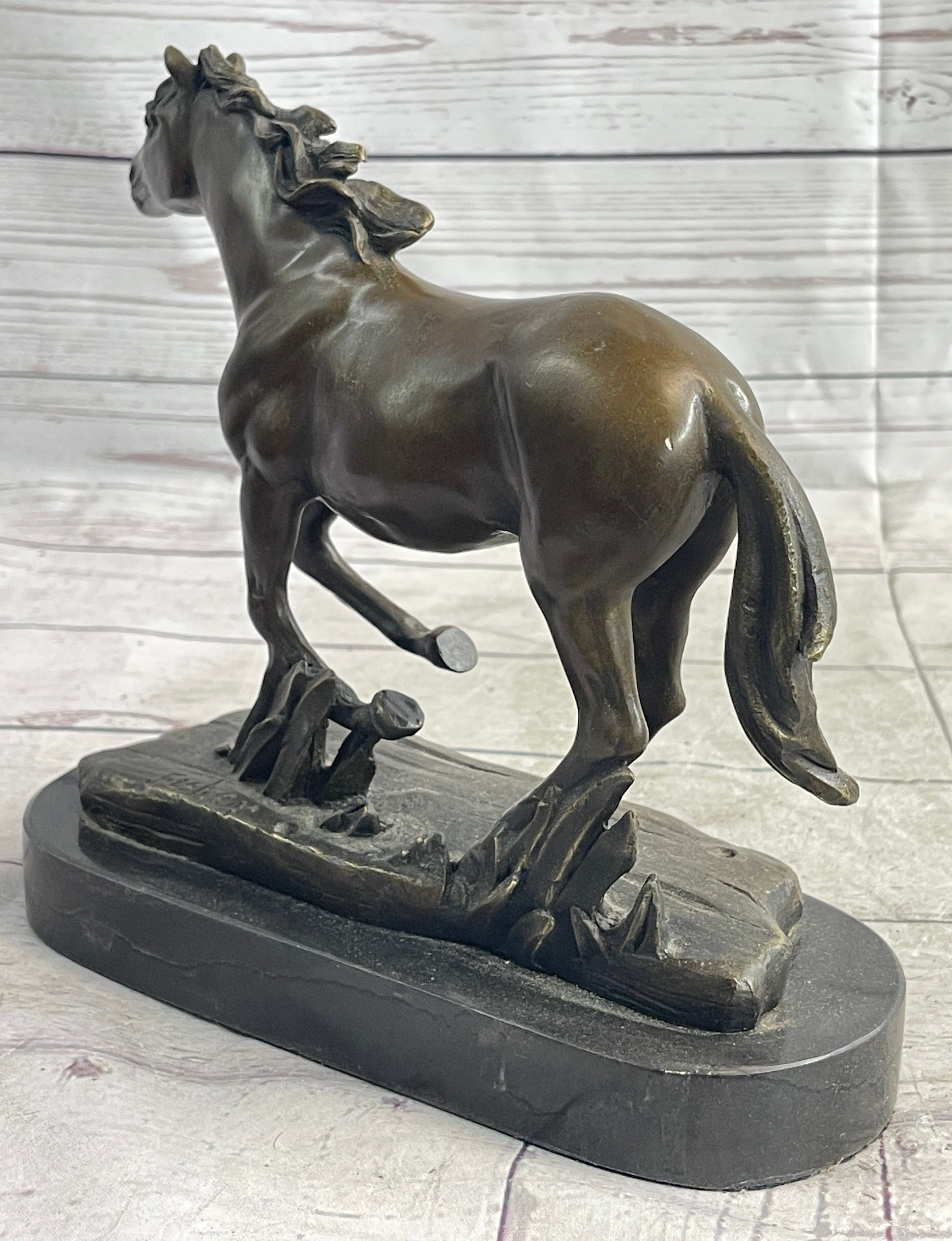 Arabian Horse in Trotting Running in Field Bronze Statue Sculpture Equestrian Decor Original Art