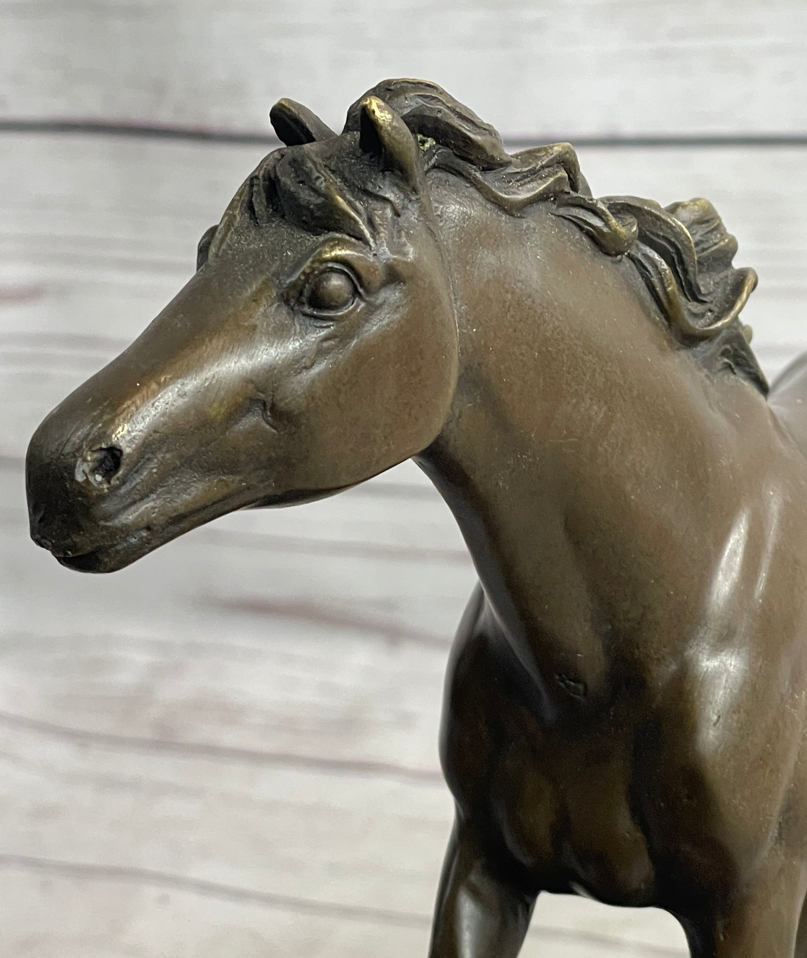 Arabian Horse in Trotting Running in Field Bronze Statue Sculpture Equestrian Decor Original Art