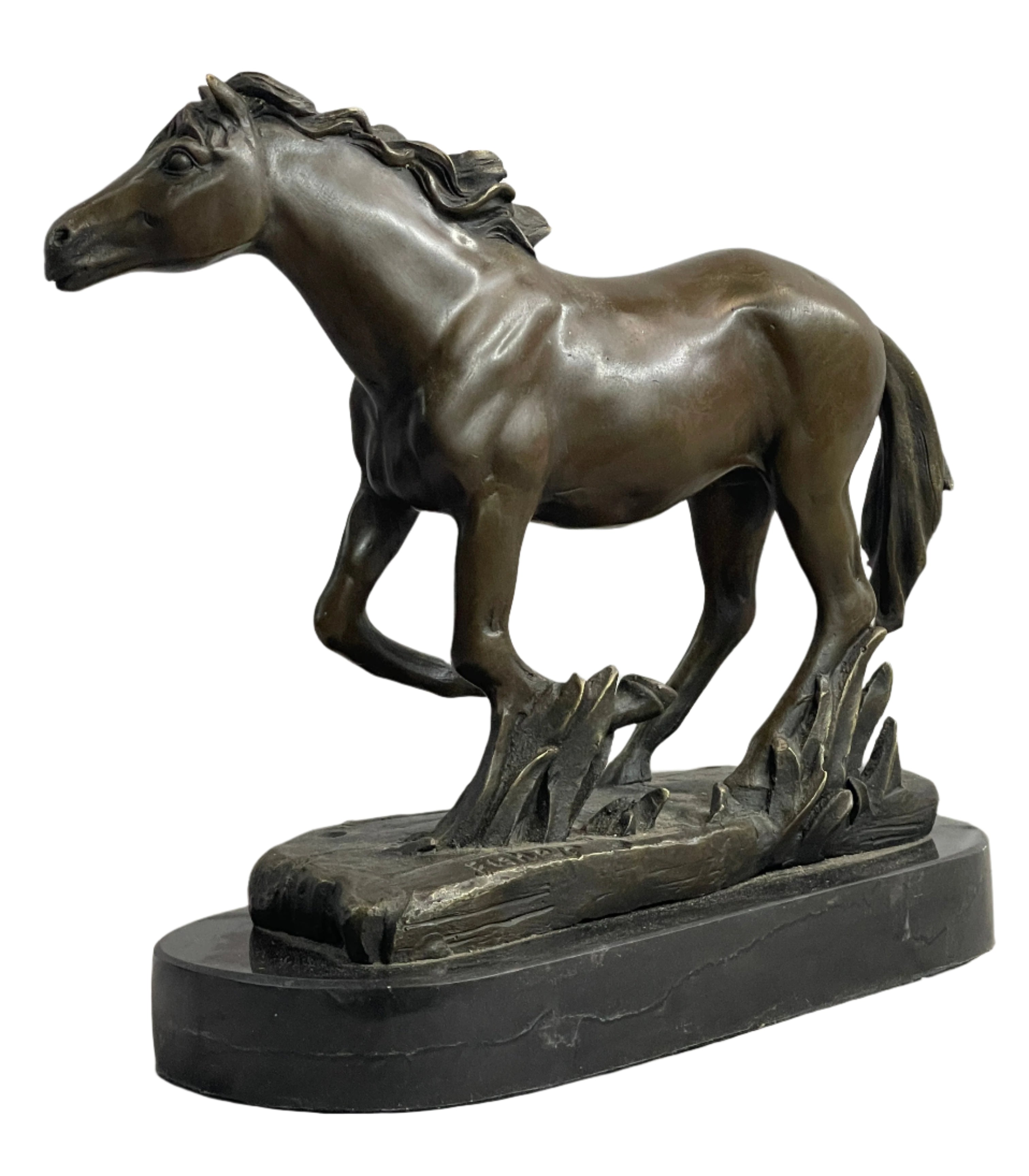 Arabian Horse in Trotting Running in Field Bronze Statue Sculpture Equestrian Decor Original Art