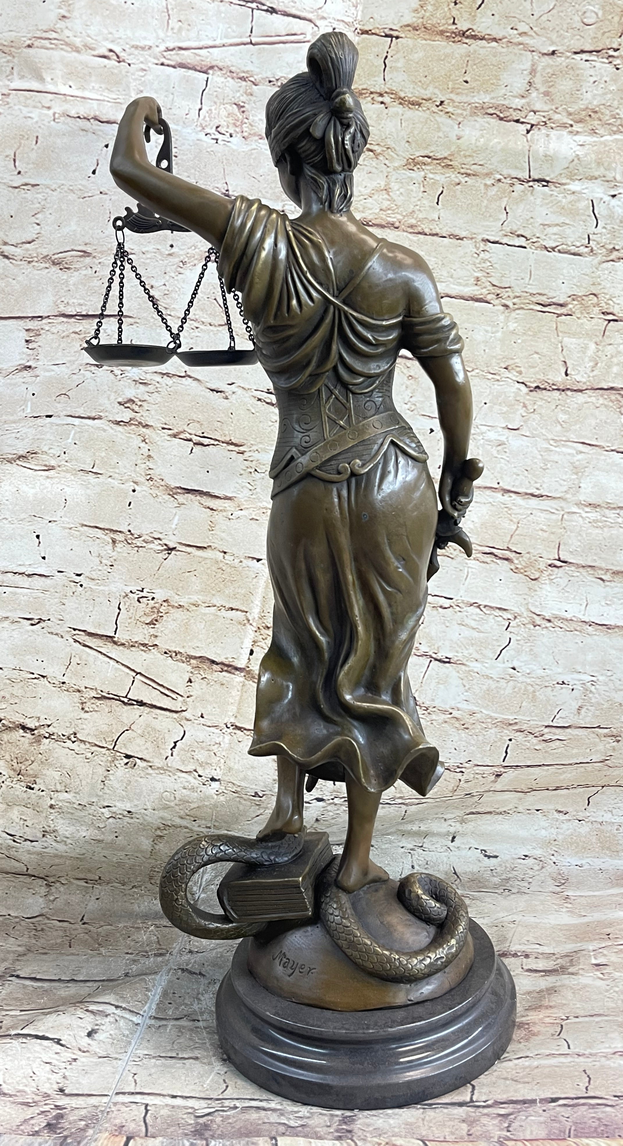 23'' Tall Blind Justice Graduation Gift Lawyer Student Bronze Sculpture Figurine