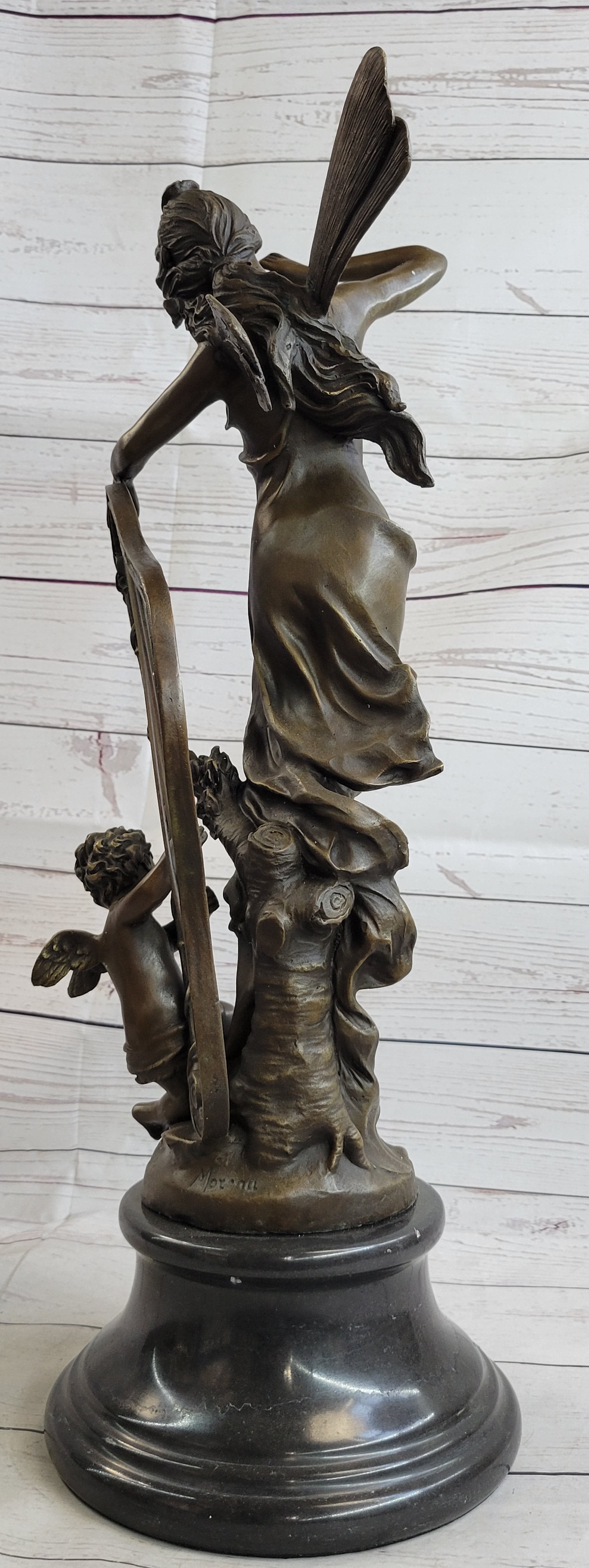 Art Deco Butterfly Angel Nymph Fairy Fantasy Art Collector Bronze Marble Base