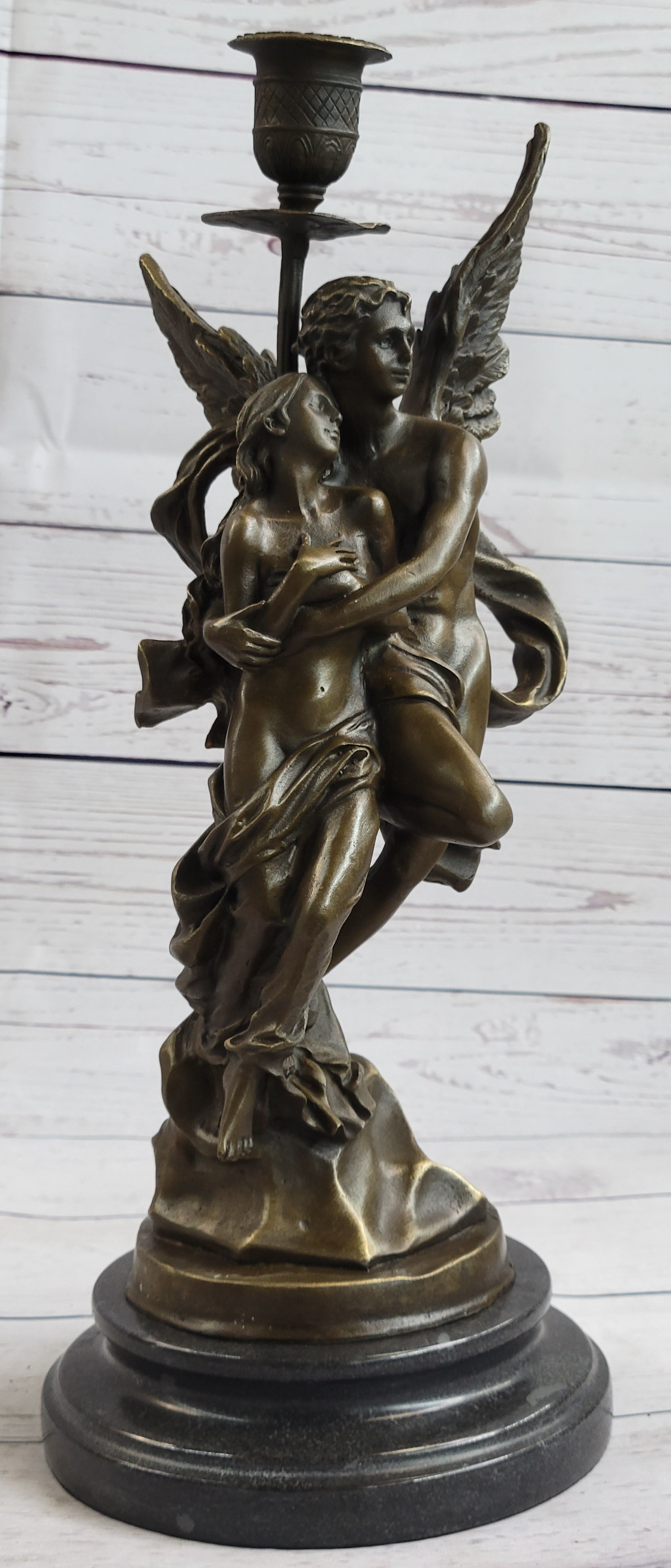 Handmade Bronze Sculpture Angel 'Psyche and Eros Statue Figure Cupid