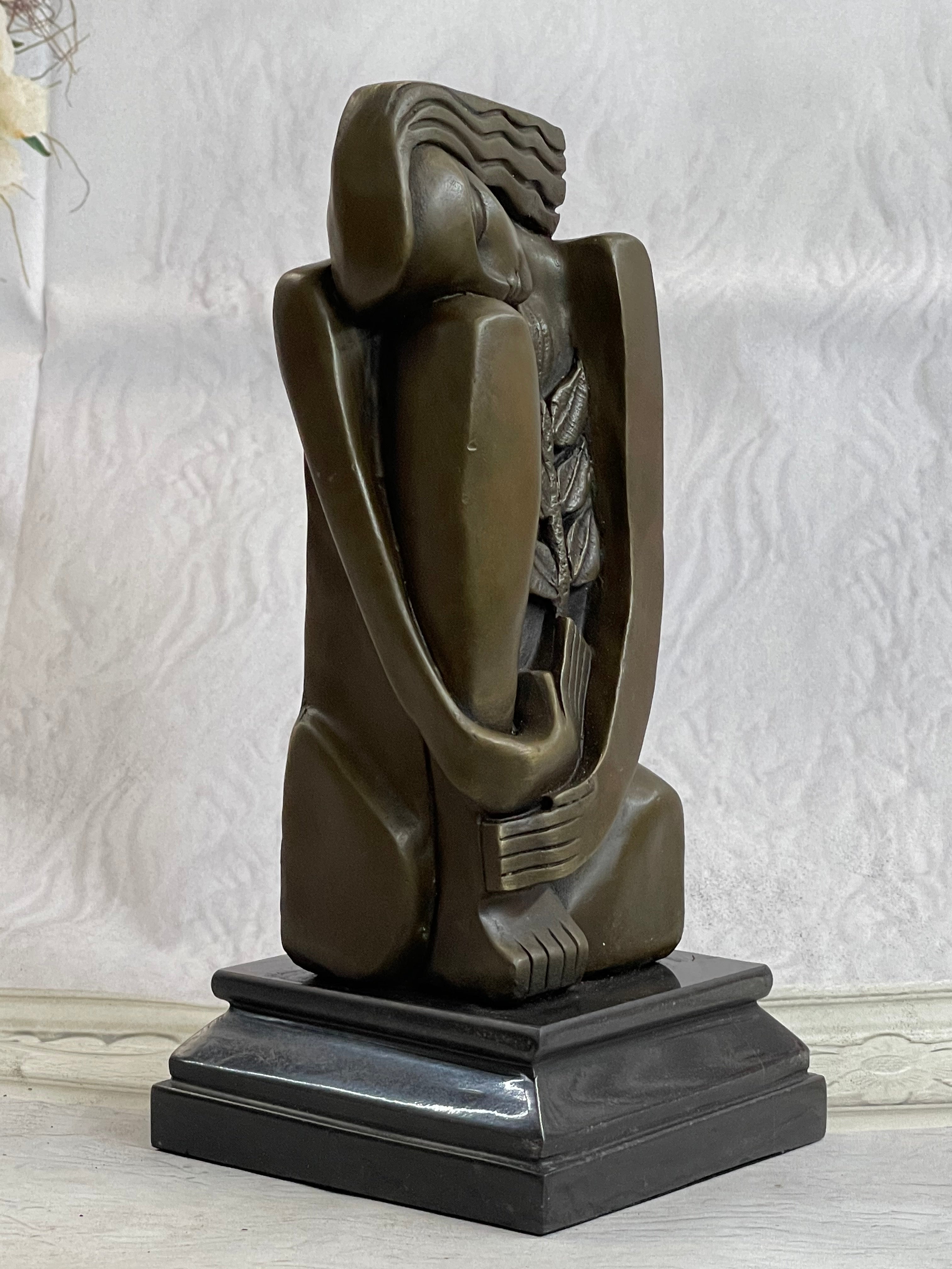 Signed Salvador Dali Abstract Woman Bronze Marble Base Figurine Hot Cast Figure