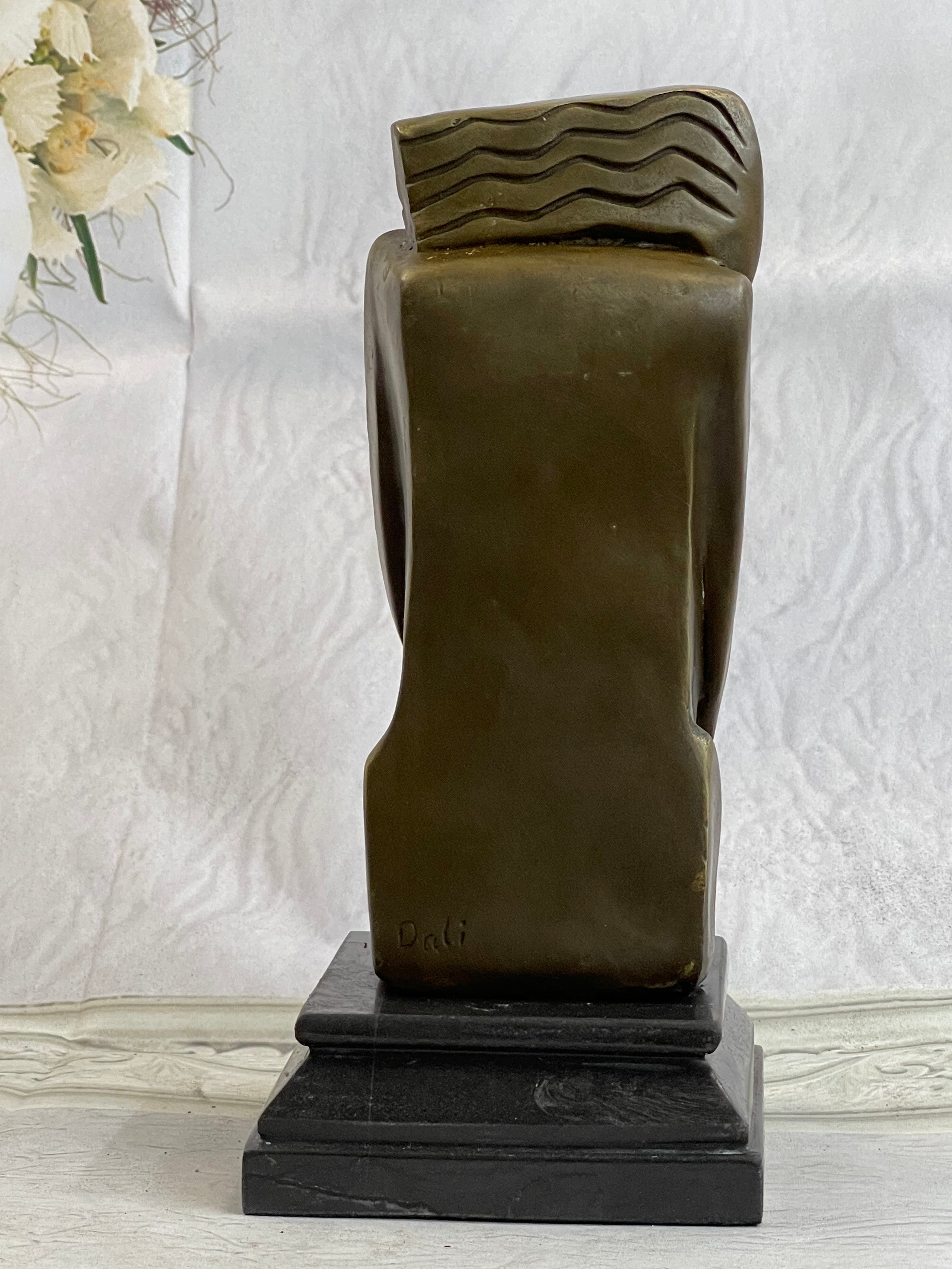 Signed Salvador Dali Abstract Woman Bronze Marble Base Figurine Hot Cast Figure