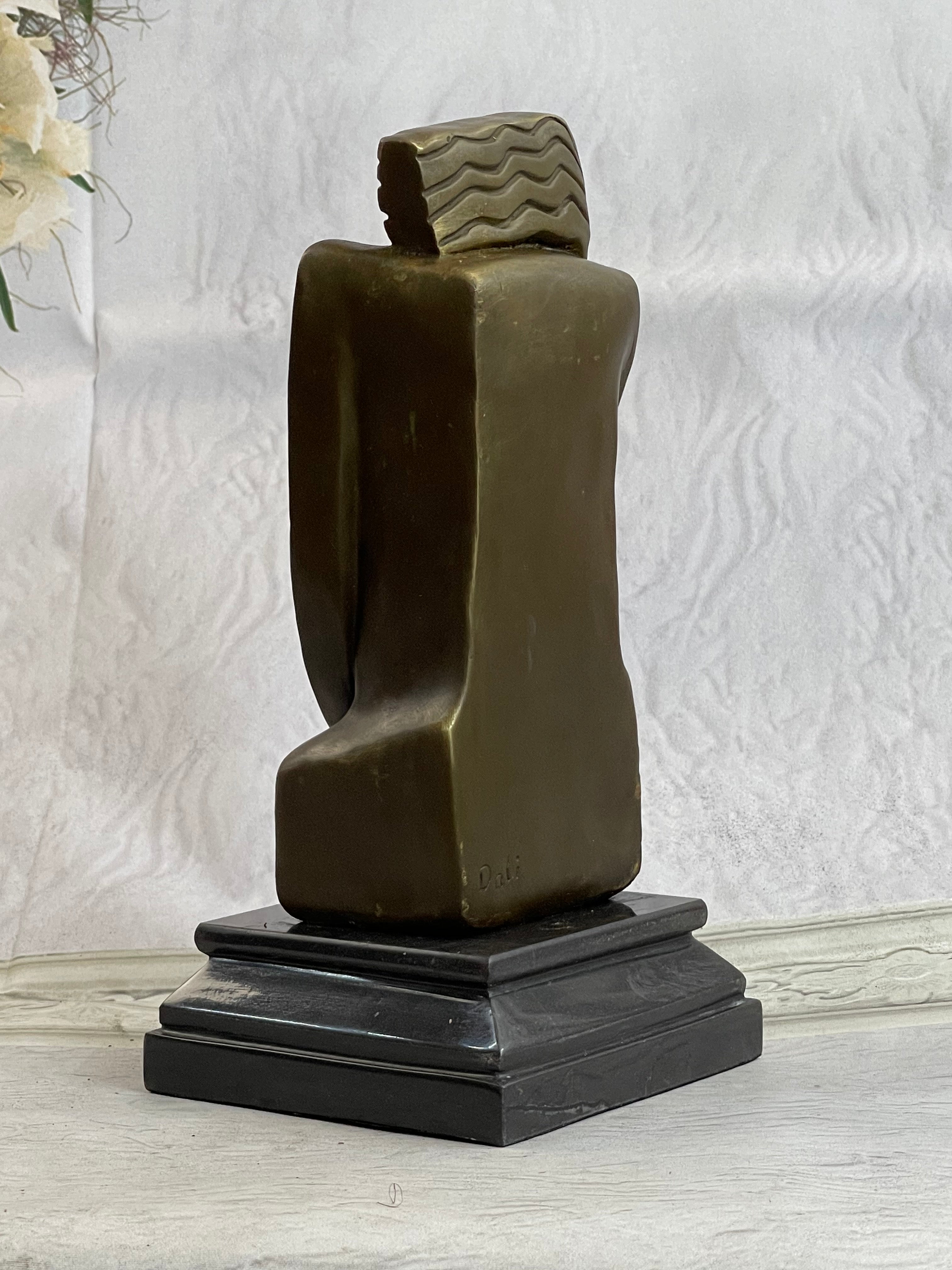 Signed Salvador Dali Abstract Woman Bronze Marble Base Figurine Hot Cast Figure