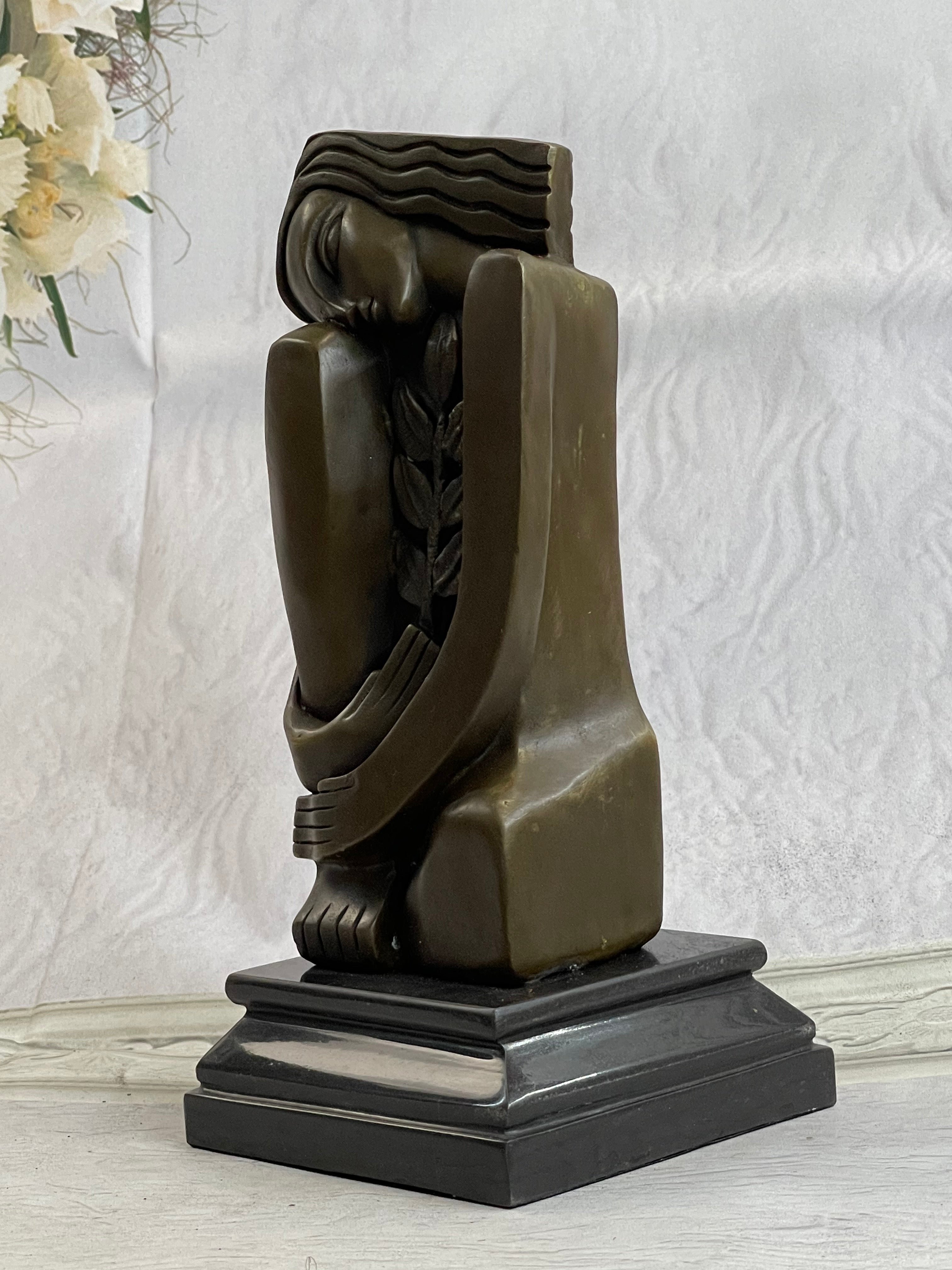 Signed Salvador Dali Abstract Woman Bronze Marble Base Figurine Hot Cast Figure