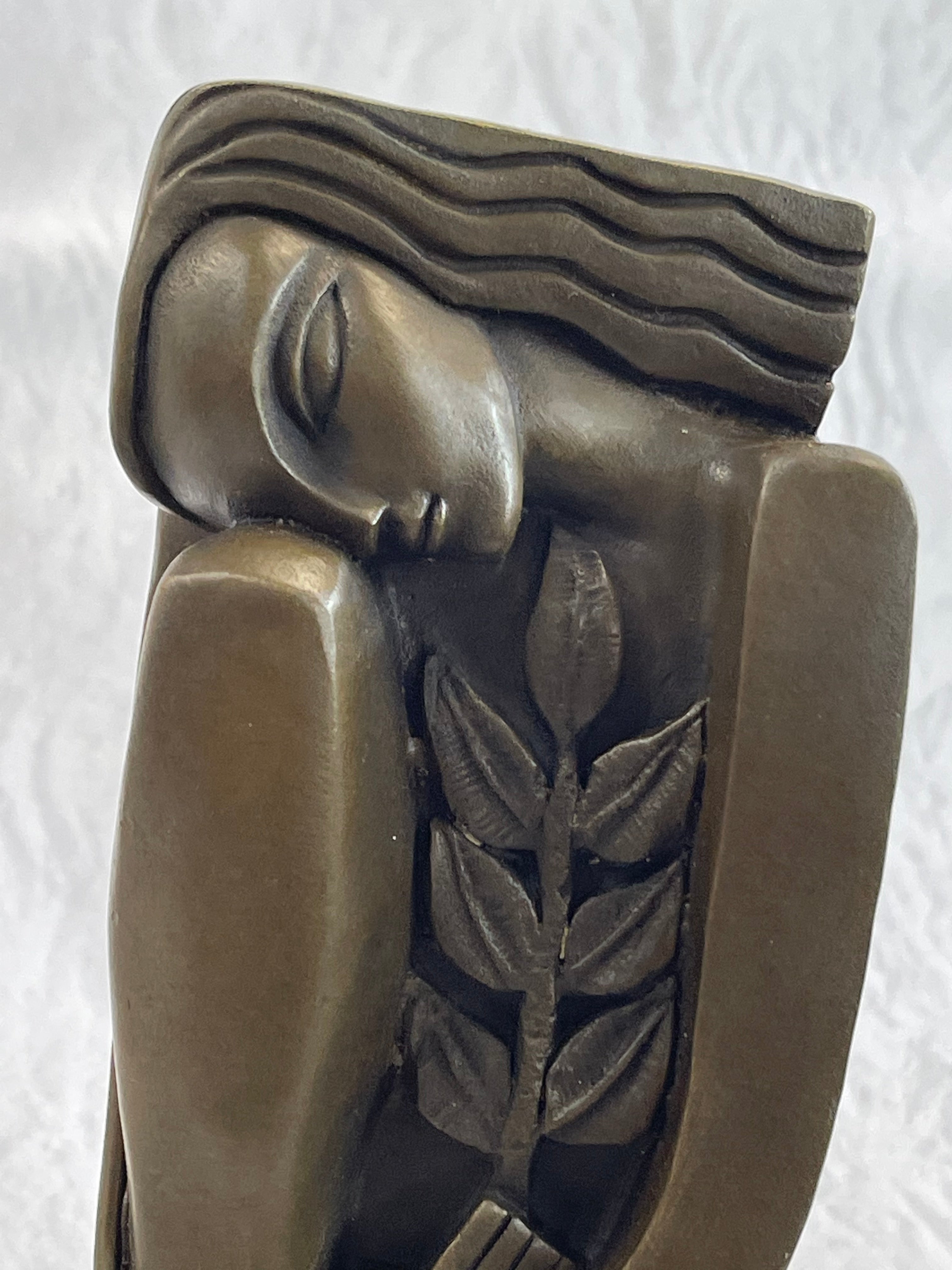 Signed Salvador Dali Abstract Woman Bronze Marble Base Figurine Hot Cast Figure