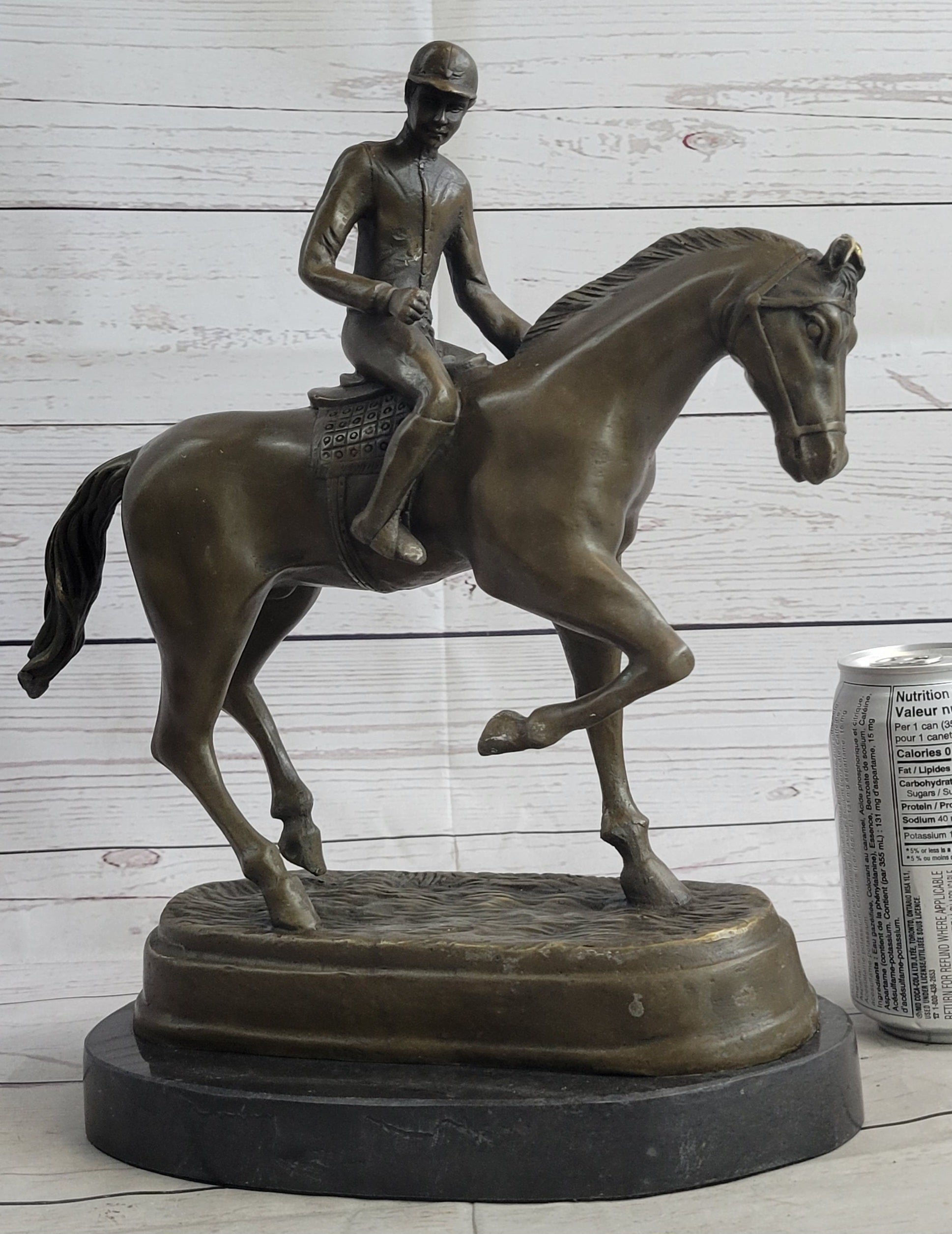 Fine Quality Signed Bronze Of A Horse And Jockey Polo Academy Racing Sculpture Kentucky