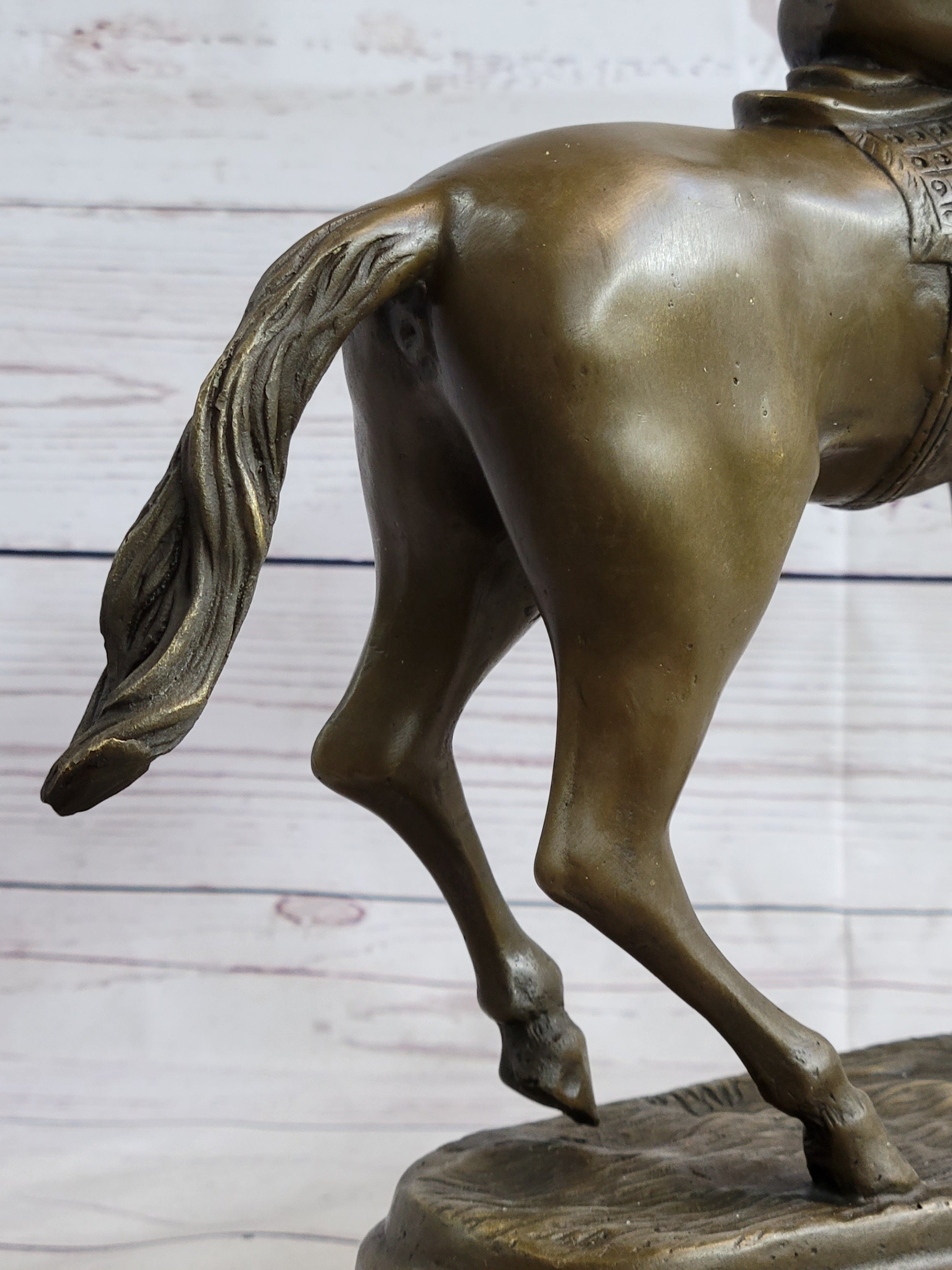 Fine Quality Signed Bronze Of A Horse And Jockey Polo Academy Racing Sculpture Kentucky