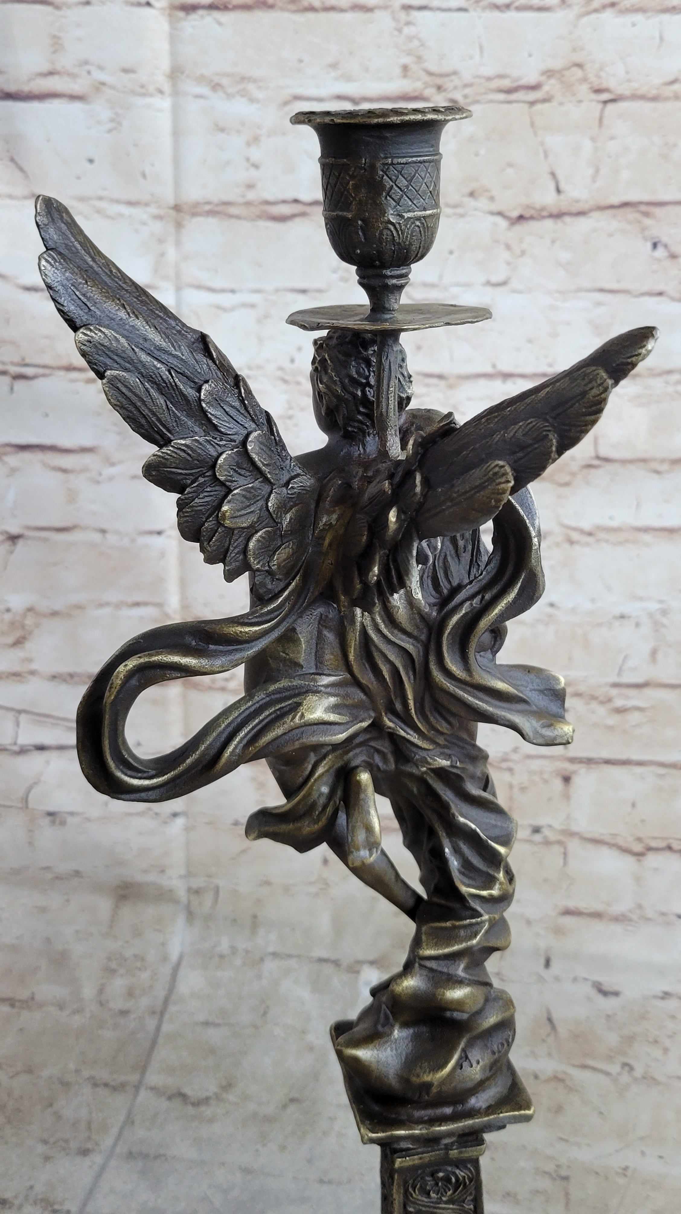 100% Solid Bronze Sculpture Angel ''Psyche and Eros ''Statue Figure Cupid