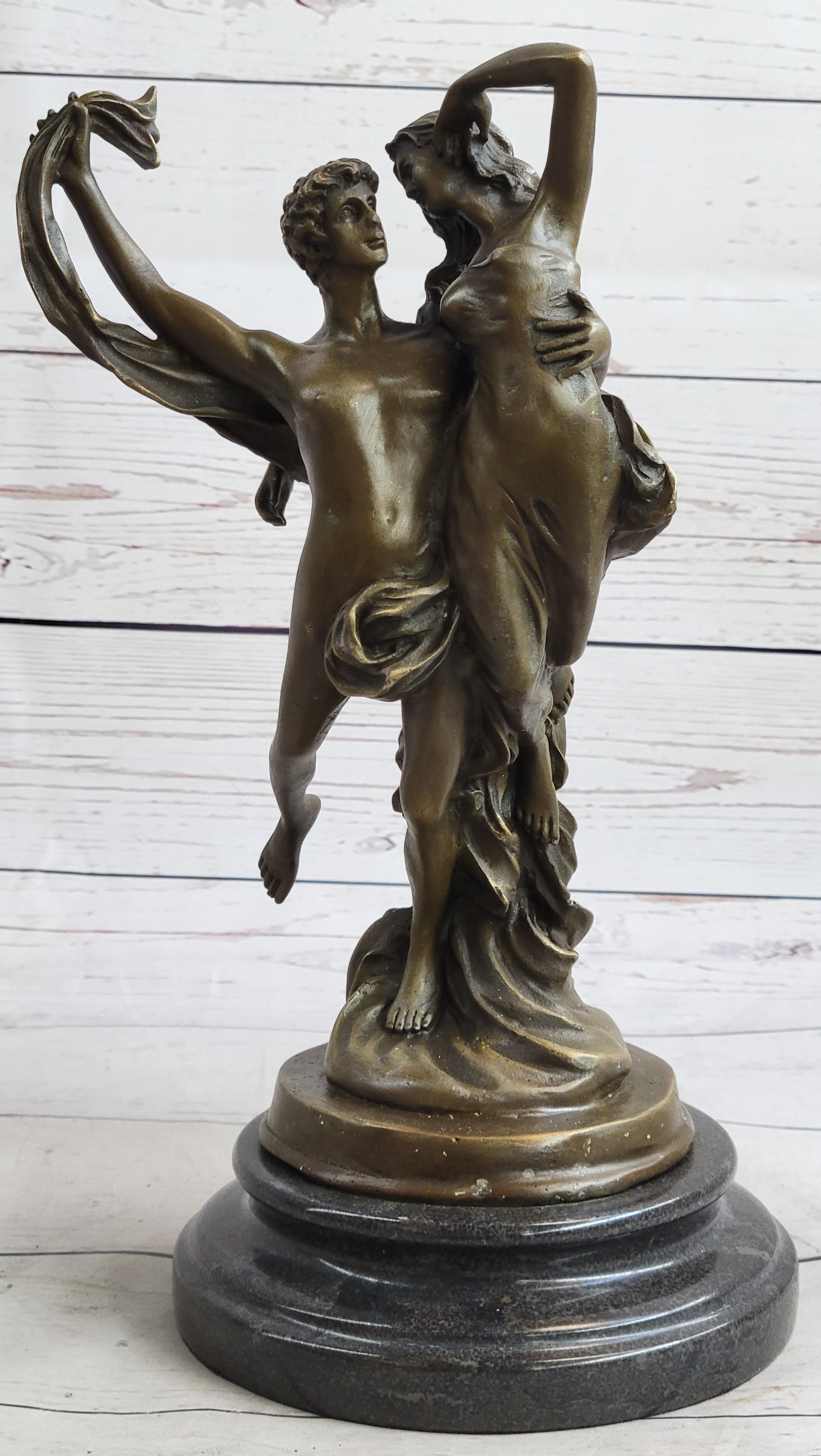 Romantic Nude Lovers Floating Bronze Sculpture Statue Love Romance Angels by Marioton