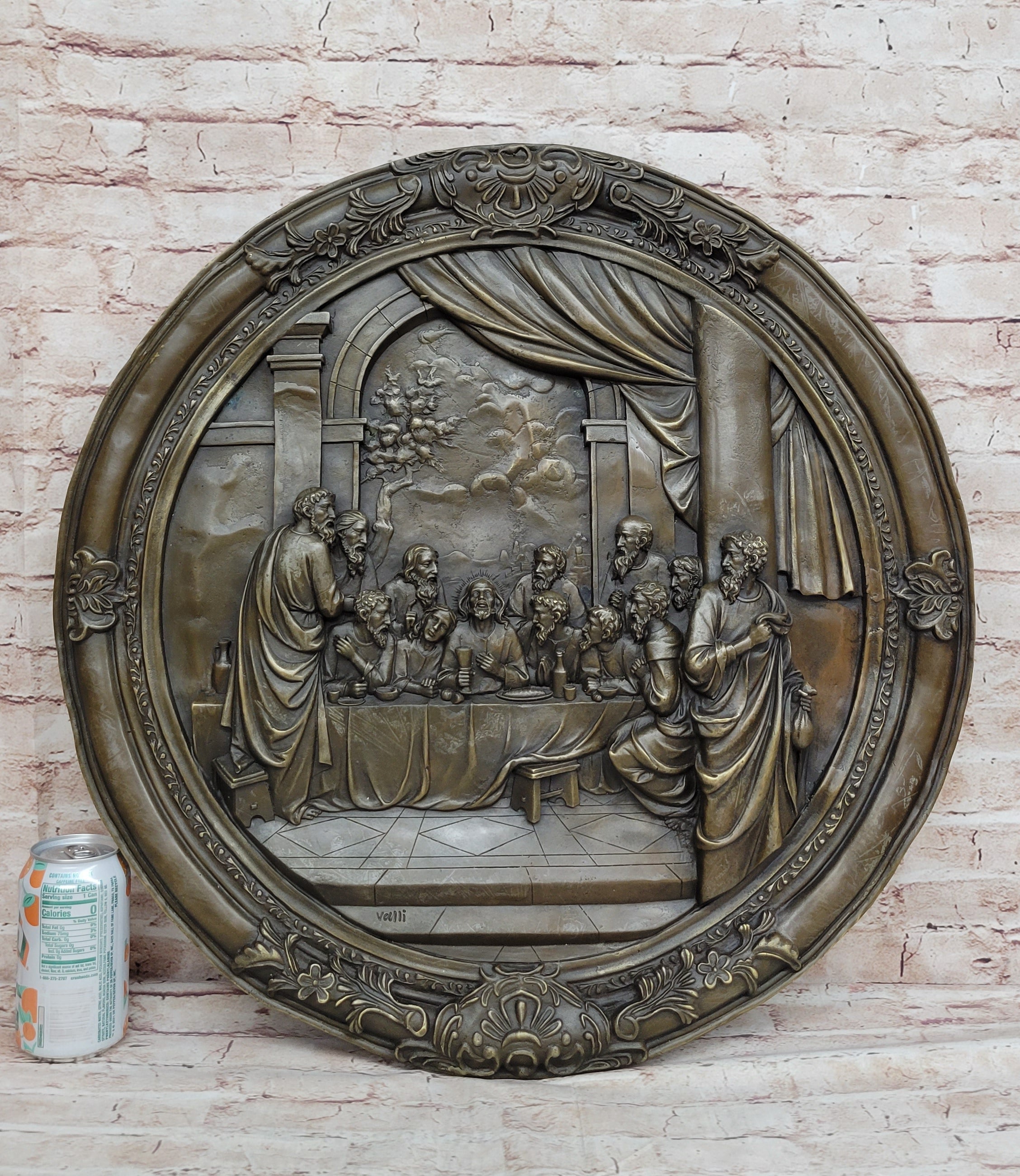 The Last Supper Bronze Metal Handmade Original Wall Hanging Art Plaque Plate Bas Relief